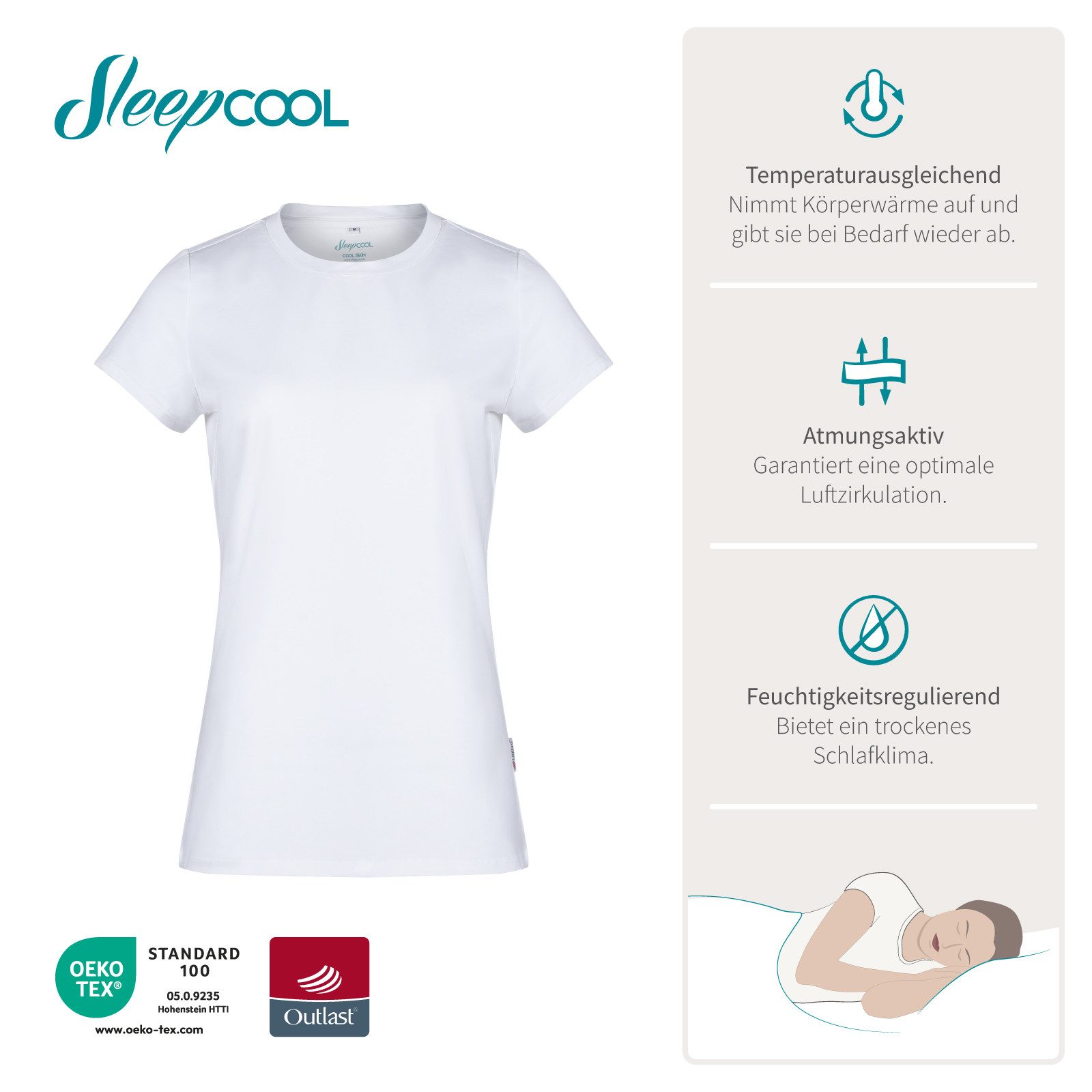 SleepCOOL T-Shirt Funktionshirt Damen, mit Kühleffekt, atmungsaktiv, reduziert Schwitzen (3-tlg)