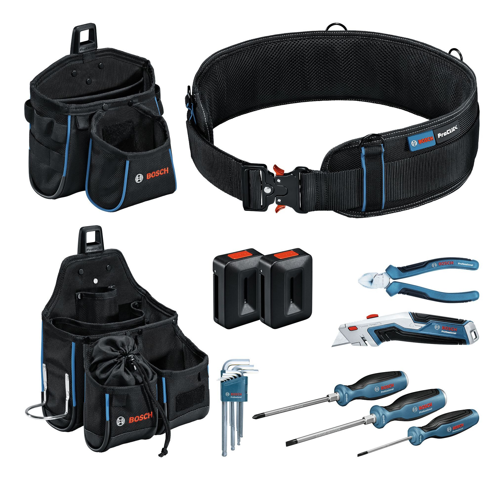 BOSCH Werkzeugtasche Professional, Combo Kit Werkzeuggürtel und Handwerkzeug-Set