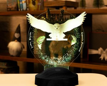 Geschenkelampe LED Nachttischlampe Hogwarts Hedwig Harry Potter Eule mit 3D Vision Nachtlicht, Leuchte 7 Farben fest integriert, Geburtstagsgeschenk für Freunde, Babys, Kinder, HP Fans, Mädchen, Jungs