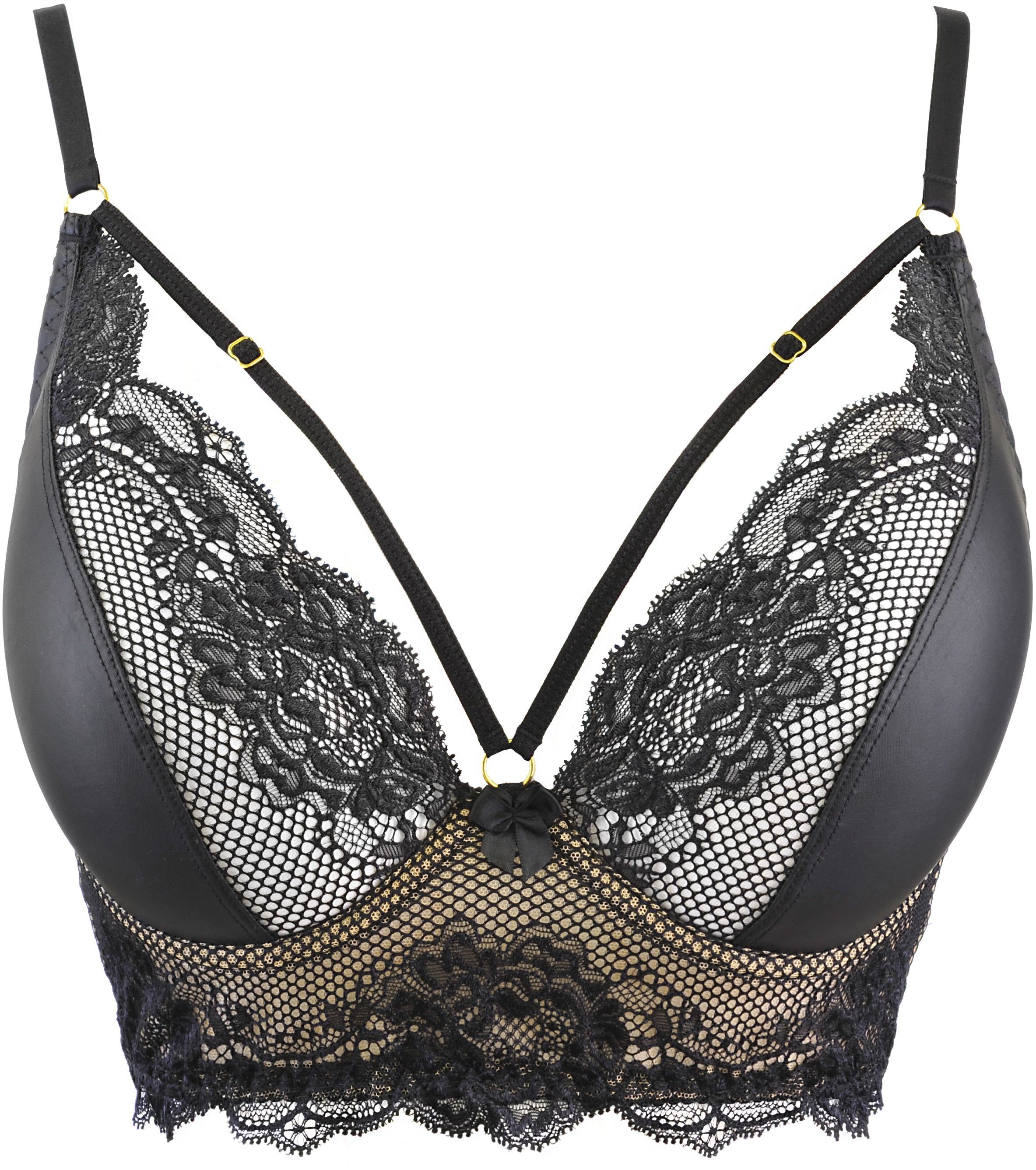 Axami Bügel-BH Bustier in schwarz Spitze BH Kunstleder (einzeln, 1-tlg)
