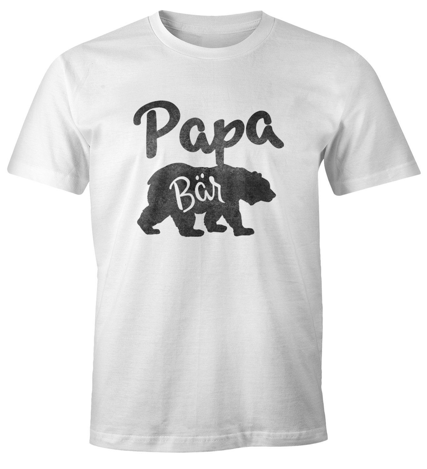 Moonworks® MoonWorks Print-Shirt mit Familie Shirt Watercolor Print weiß Herren Bären T-Shirt Bär Papa Papa