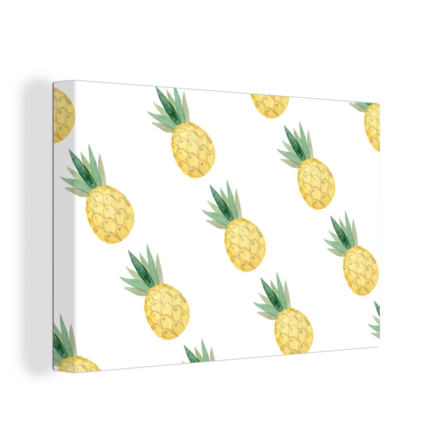 OneMillionCanvasses® Leinwandbild Ananas - Obst - Muster, (1 St), Wandbild Leinwandbilder, Aufhängefertig, Wanddeko, 30x20 cm