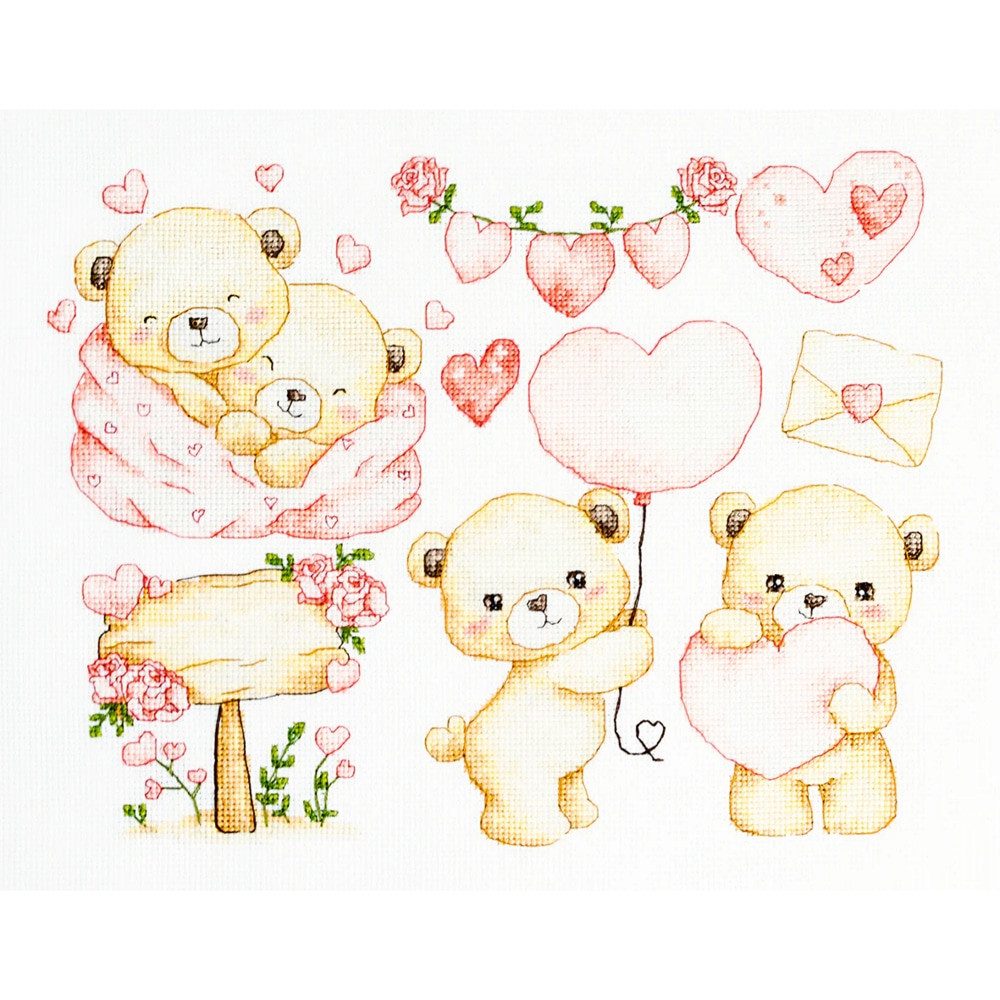 Luca-S Kreativset Kit per punto croce Luca-S "Collezione Piccoli Cuori", 26x20 cm, (embroidery kit by Marussia)