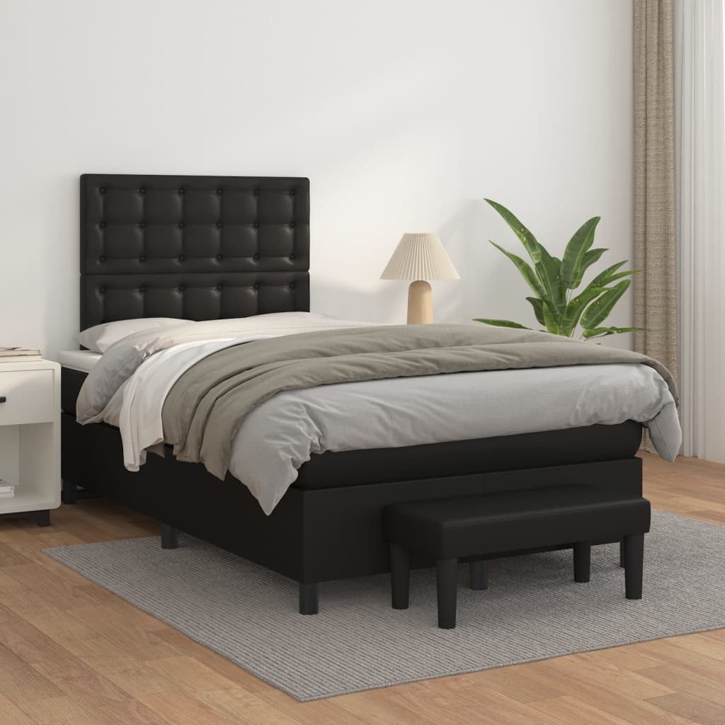 vidaXL Boxspringbett, Boxspringbett mit Matratze Schwarz 120x200 cm Kunstle günstig online kaufen