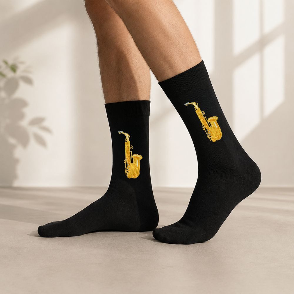 mugesh Freizeitsocken Musik Socken Saxofon für Musiker – Bild 2 von 5