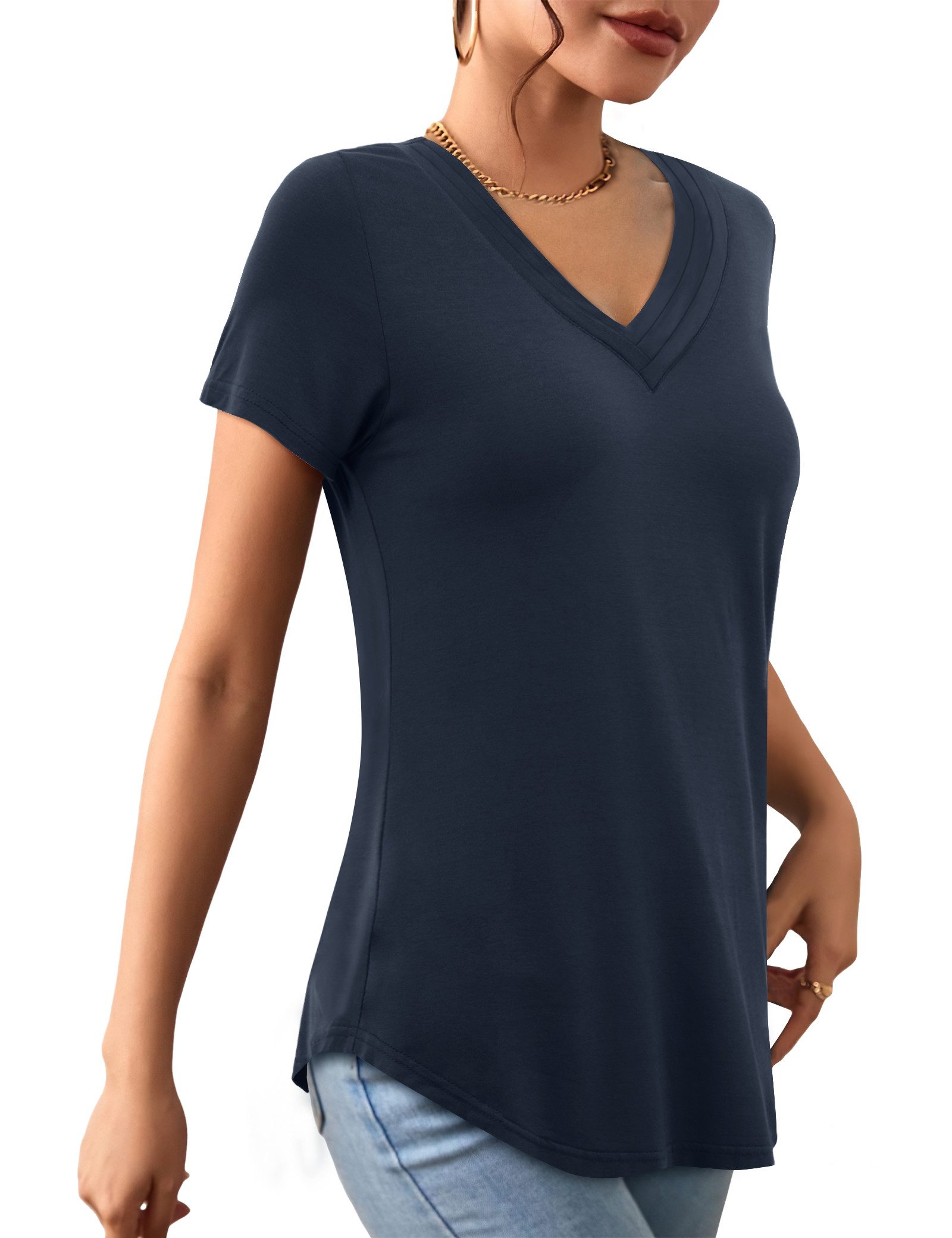Beluring T-Shirt Damen T-Shirt mit Rundhalsausschnitt günstig online kaufen