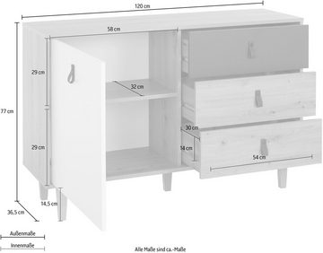 Homexperts Sideboard Bristol, Breite 120 cm oder 180 cm, mit massiven Eichefüßen