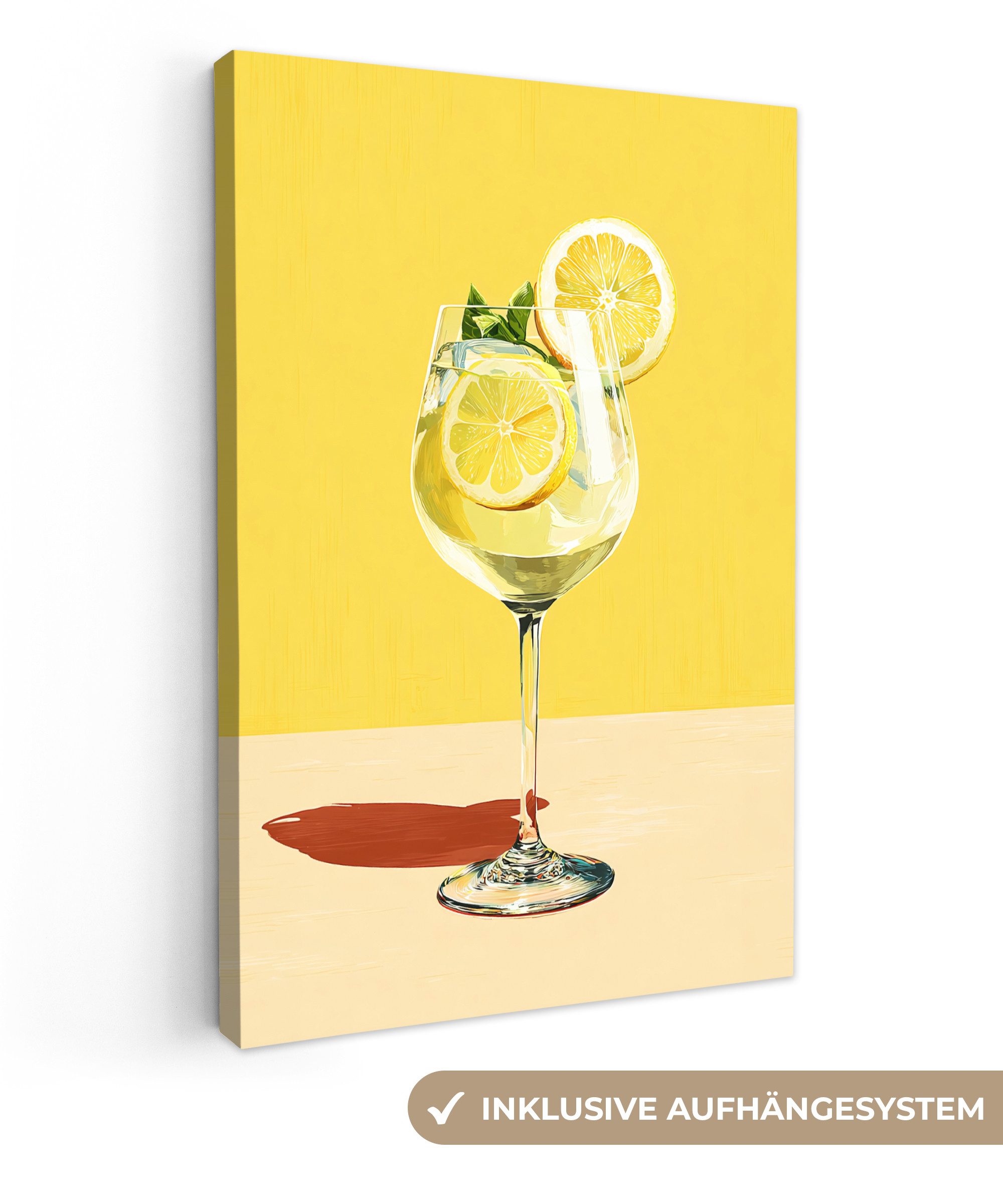 OneMillionCanvasses® Leinwandbild Weinglas - Zitrone - günstig online kaufen