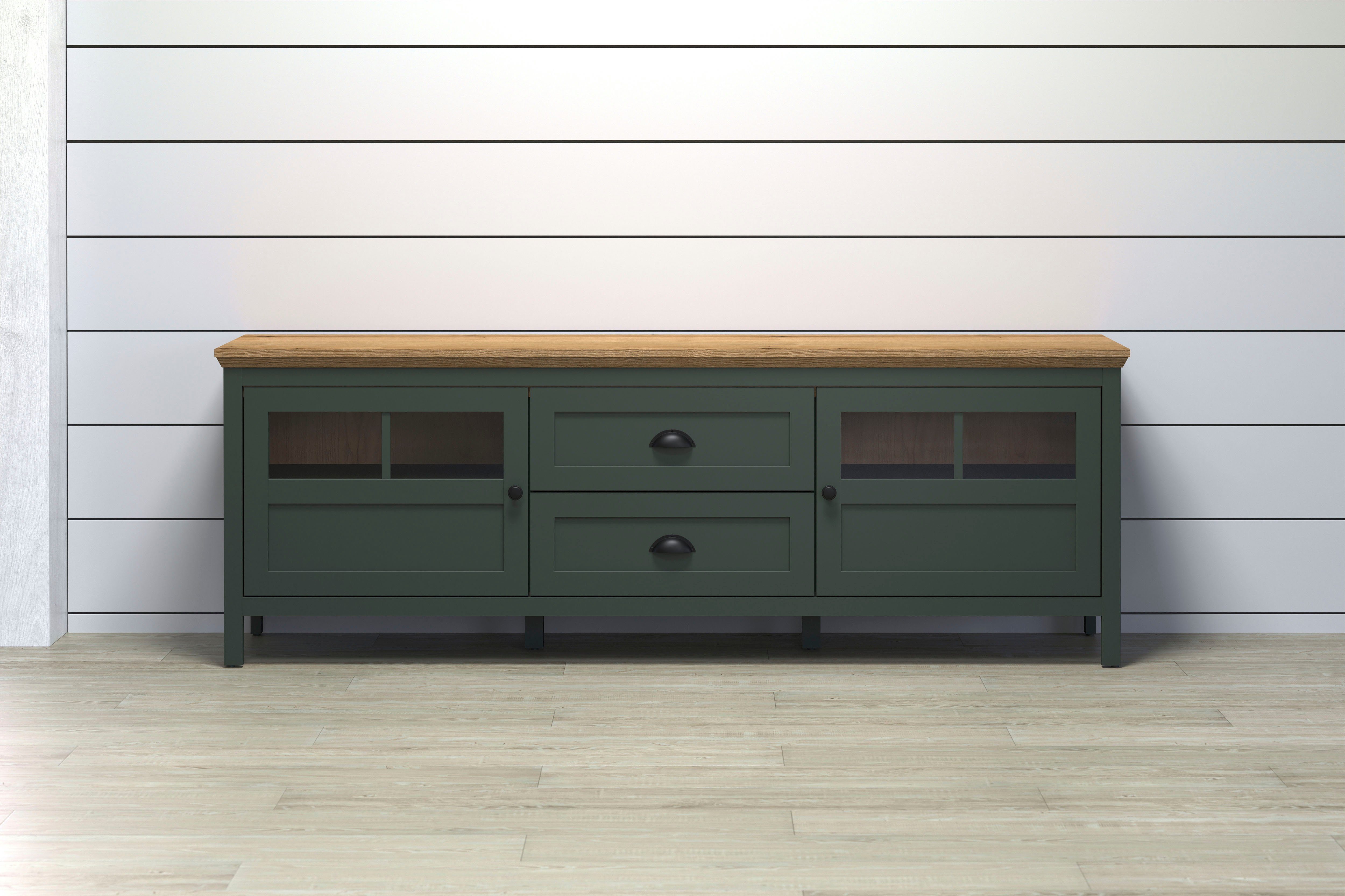 Home affaire TV-Board Vienna (1 St), Lowboard mit Beleuchtung und Vollauszug-Schublade - B/T/H 184/45/64 cm