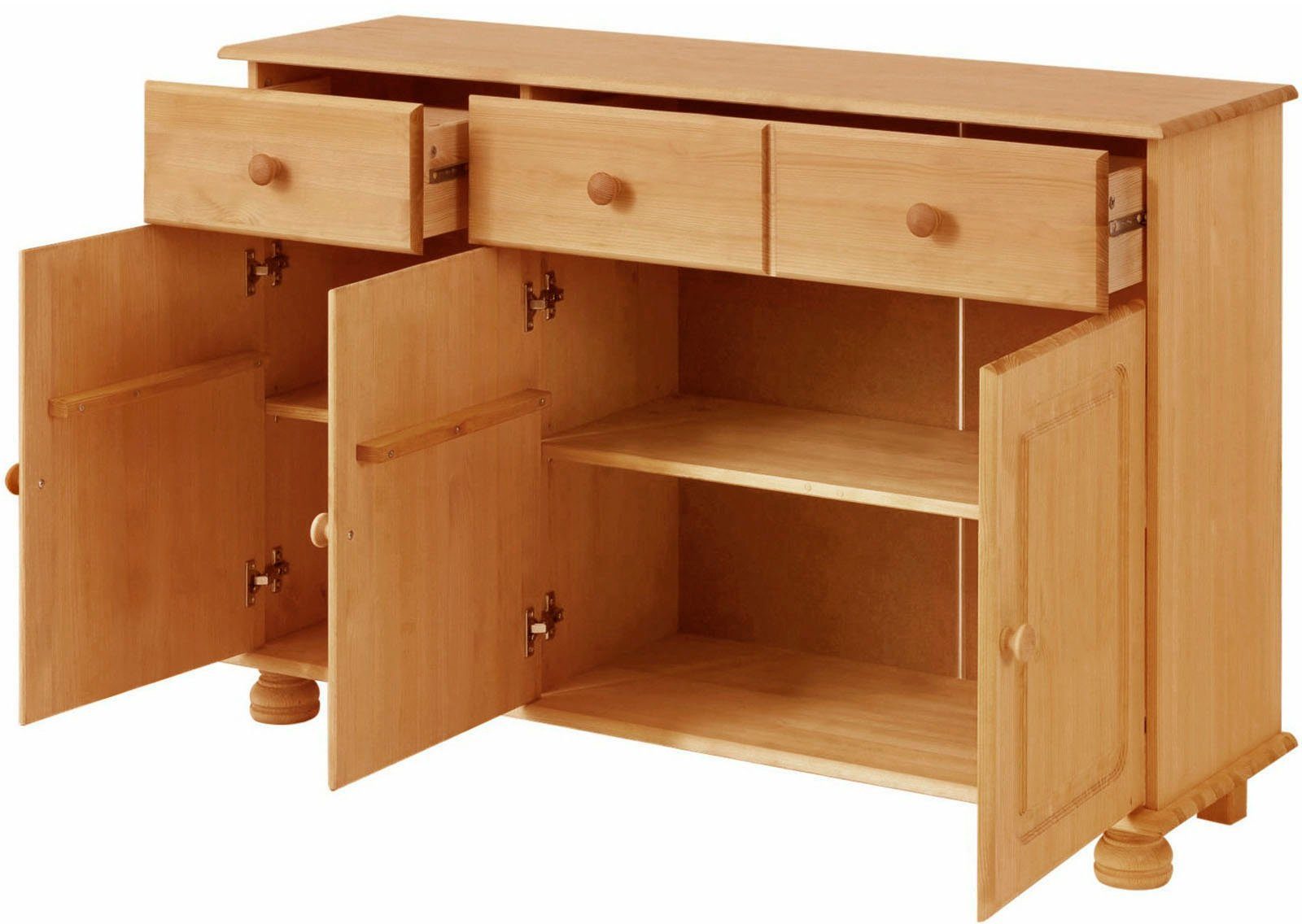 Home affaire Sideboard Mette, Kommode mit gefrästen, kugelförmigen Füßen, Breite 120 cm