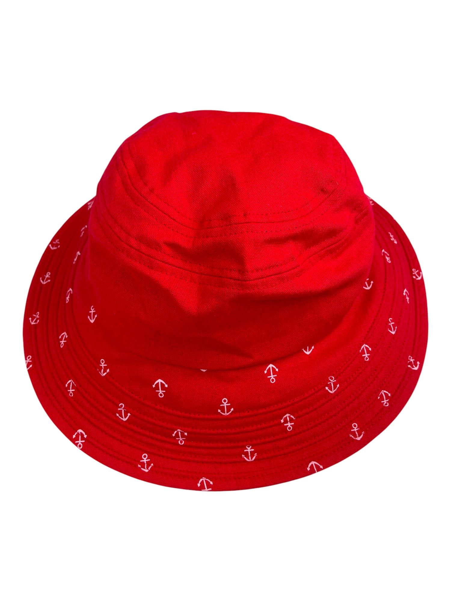 Taschen4life Sonnenhut Damen Sommerhut mit Anker‑Print – Leinen breite Krempe, verstellbar