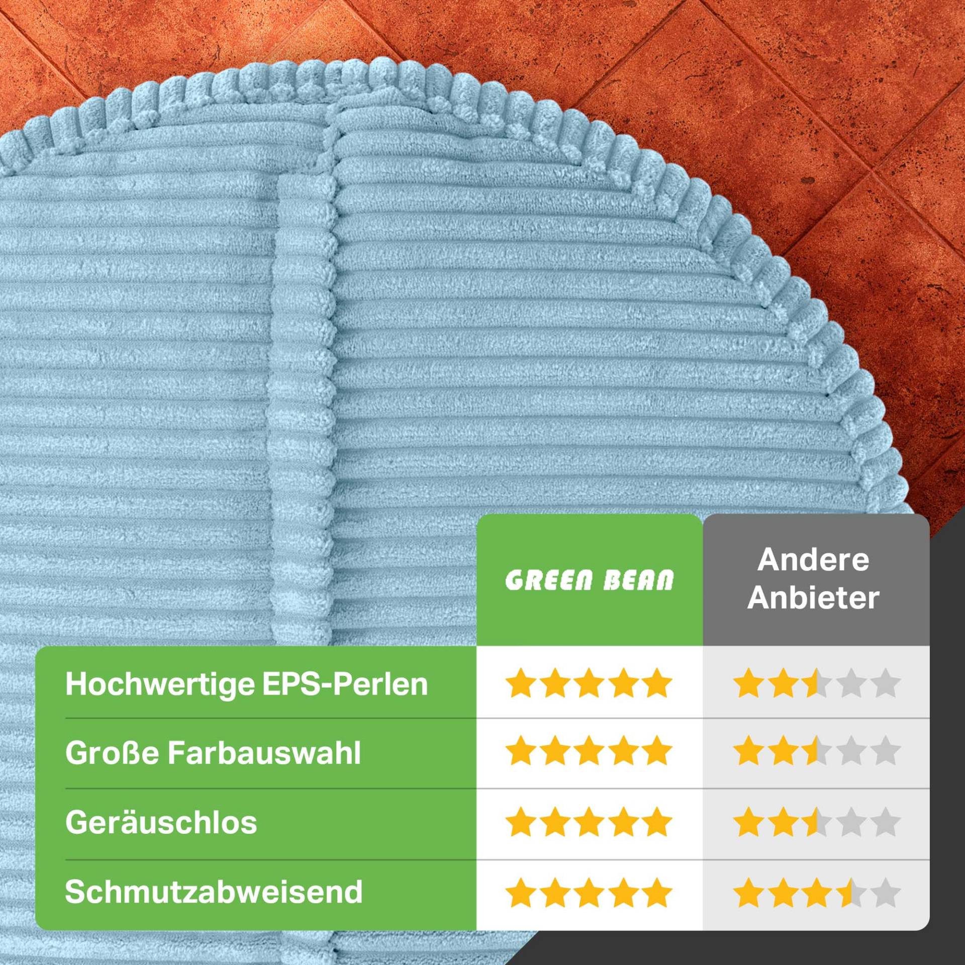 Green Bean Pouf Sitzsack-Hocker Pouf Cord 45x25cm (Indoor Sitzhocker Sitzkissen Fußhocker Relax-Sessel, Made in Germany), die ideale Ergänzung zum Sitzsack – Bild 4 von 5