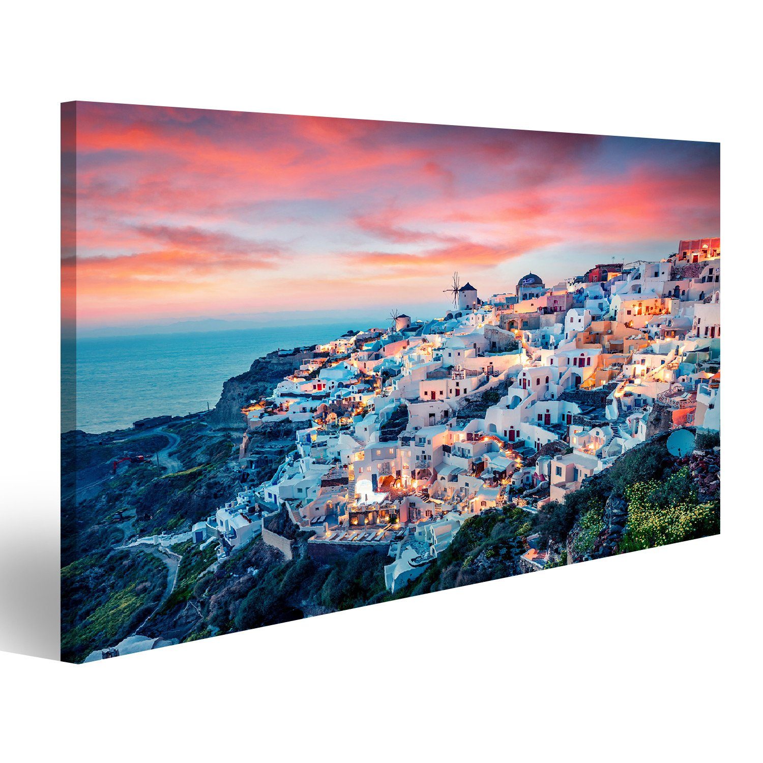 islandburner Leinwandbild Bild auf Leinwand Beeindruckender Abendblick Auf Die Insel Santorin Ma