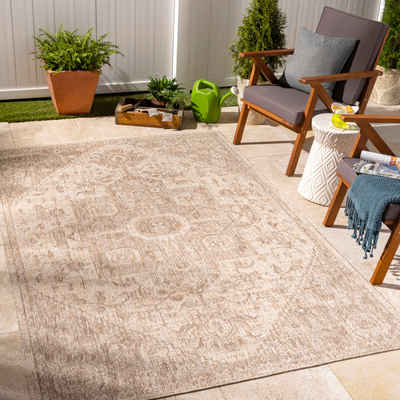 Teppich Traditional 2389, Surya, rechteckig, Höhe: 4 mm, Teppich In- /Outdoor Boho Jute-Optik, Balkon, Terrasse, Garten, Beige