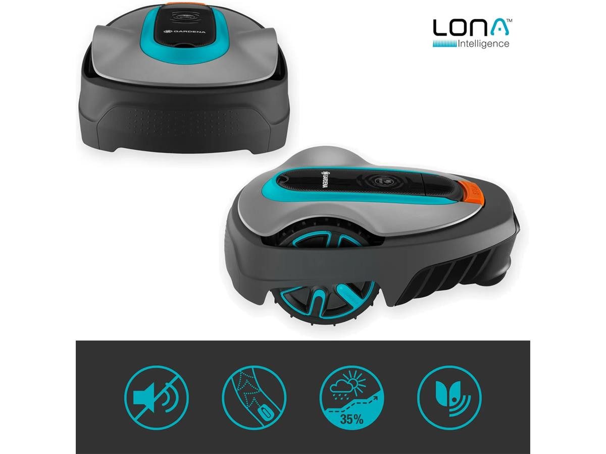 GARDENA smart SILENO city robotic lawnmower, for lawns up to 400 m² (including charging station), with AI technology