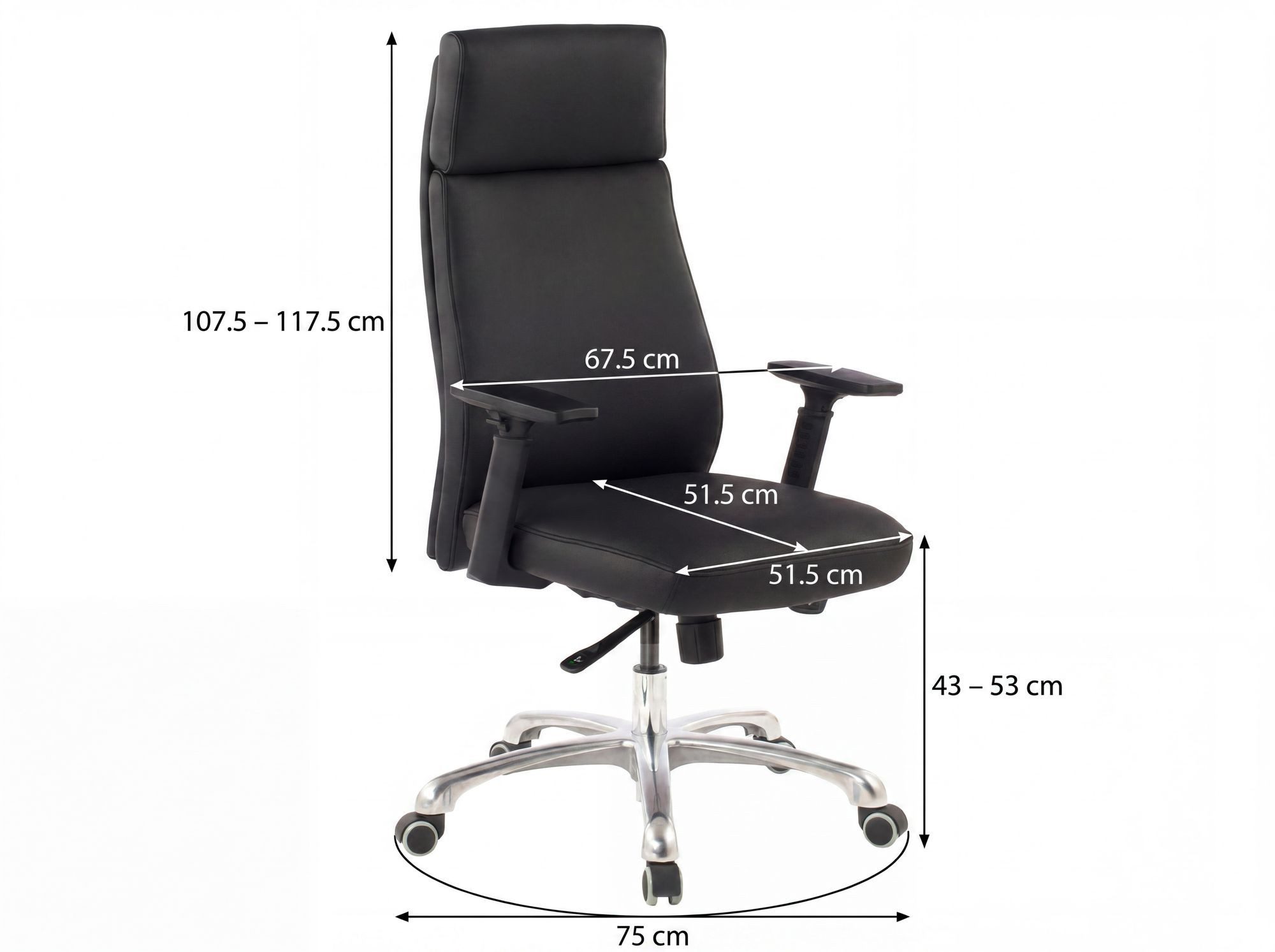 FINEBUY Schreibtischstuhl Bürostuhl Chefsessel PORTO Leder Schwarz Drehstuhl (Drehstuhl Wippfunktion, Schreibtischstuhl Drehbar), Echtleder Schwarz Bürostuhl Ergonomisch Kopfstütze