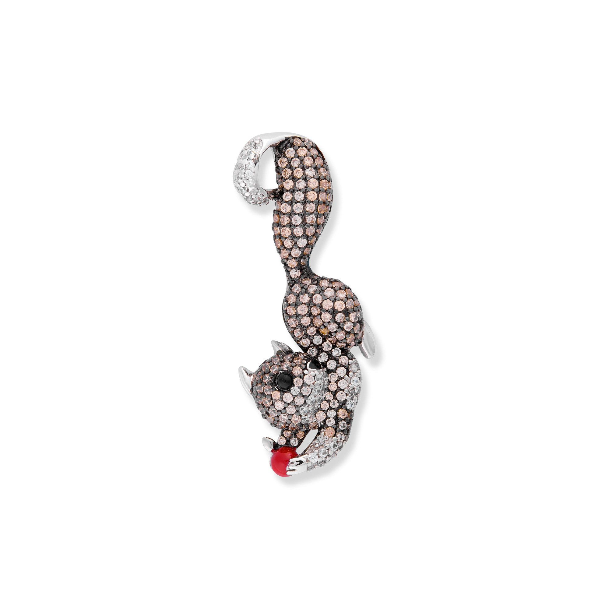 Seinerzeit FLORA & FAUNA Kettenanhänger Fluffy Eichhörnchen Anhänger (1-tlg), Material: 925 Sterling Silber, rhodiniert, geschwärzt mit Emaille