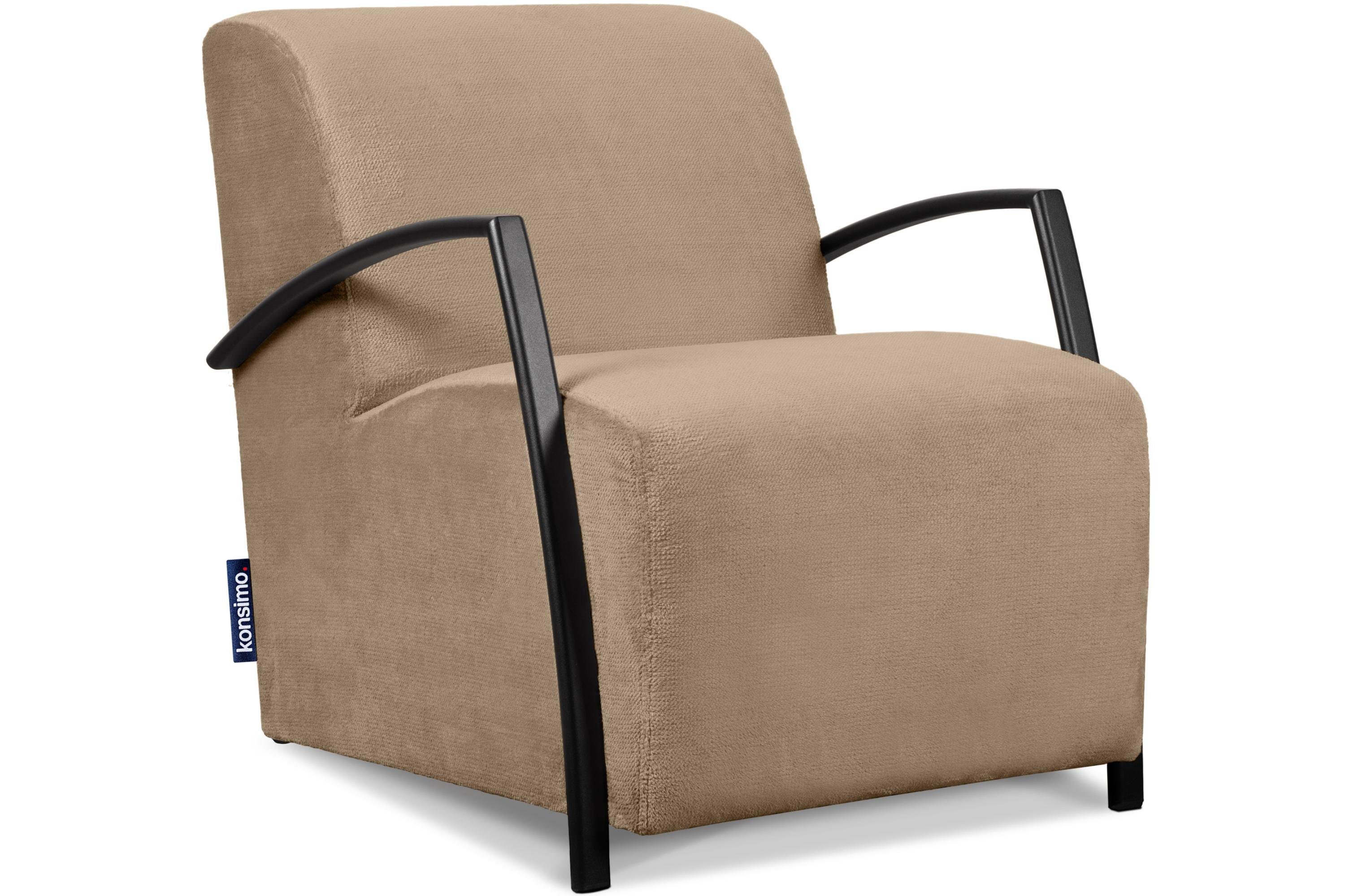 Konsimo Cocktailsessel CARO Sessel, mit gewellter Feder im Sitz, ergonomische Form für bequemes Sitzen beige | beige