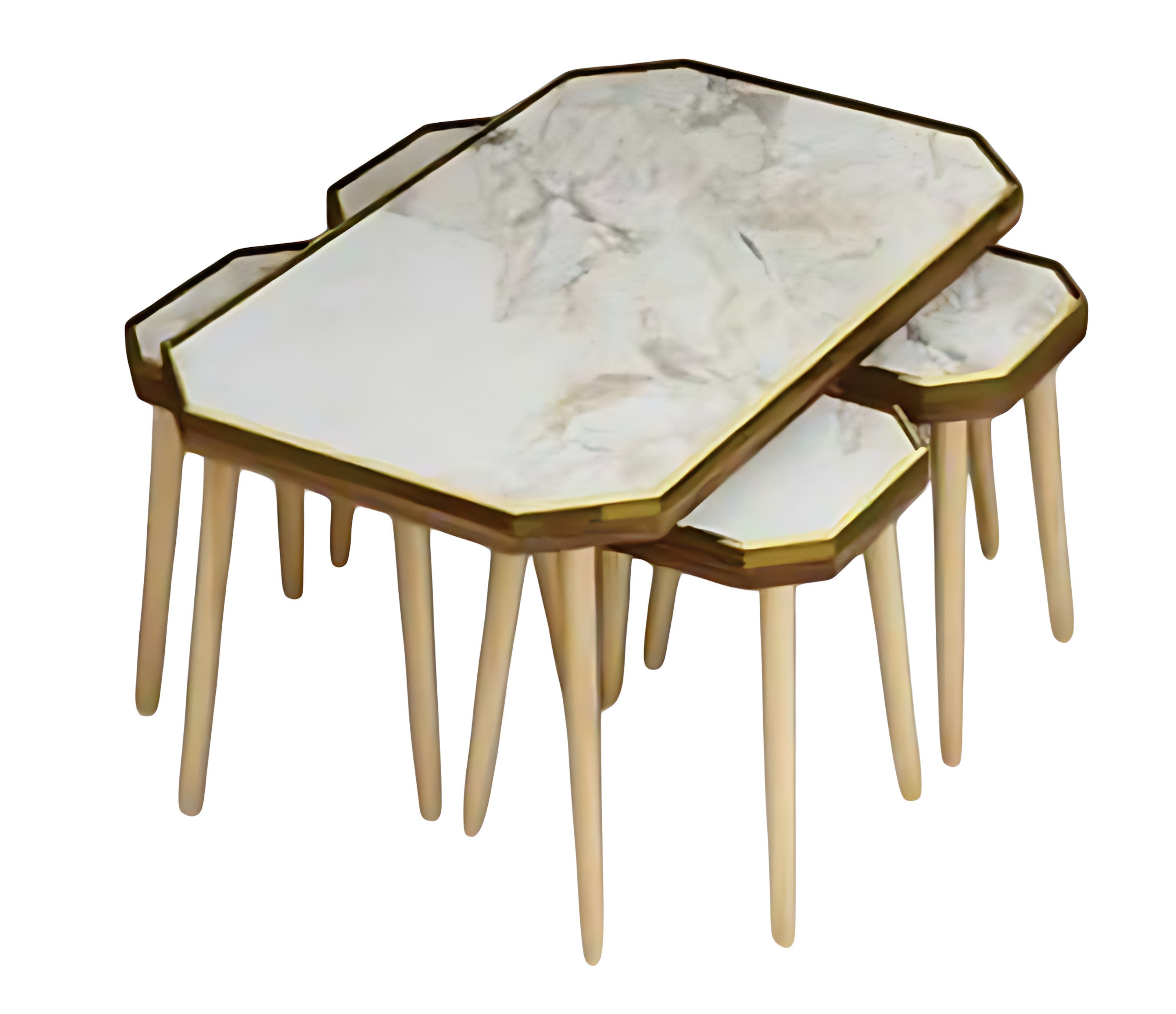 JVmoebel Couchtisch Wohnzimmer-Set Grau aus Holz und Edelstahl mit modernem Design (Set, Couchtisch, 4x Beistelltische), Made in Europe