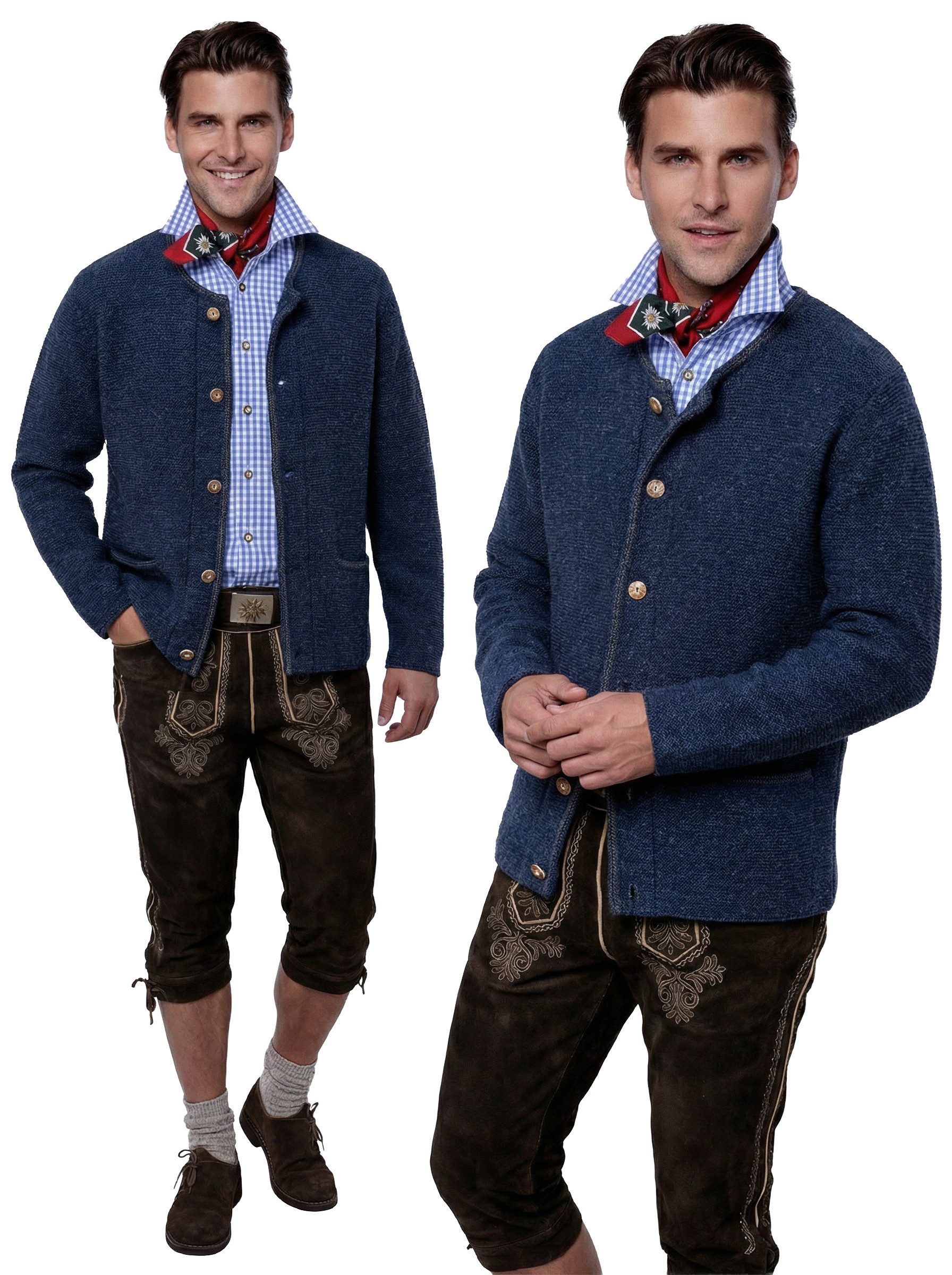 Moschen-Bayern Trachtenstrickjacke Trachtenjacke Herren Trachtenstrickjacke Trachtenjanker Strickjacke mit Knopfleiste – Bild 3 von 5