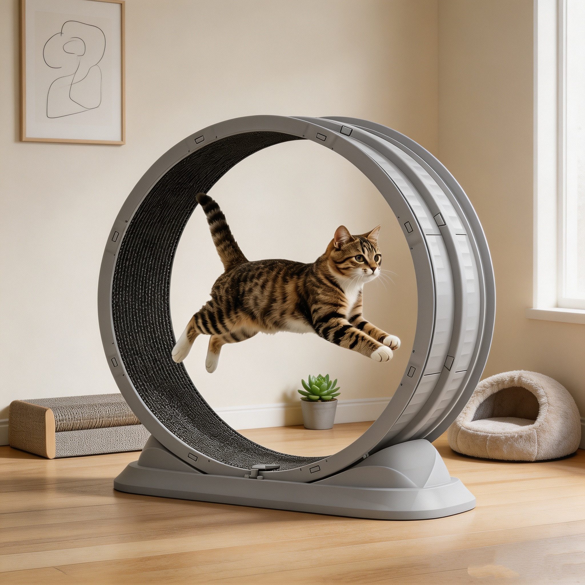 BlingBin Tier-Aktivitätsspiel Tierlaufrad Katzenräder für Indoor Katzen Katzenlaufrad Katzenlaufband, PP-Kunststoff, Ultraleises Sicherheits-Trainingsspielzeug,80cm Durchmesser