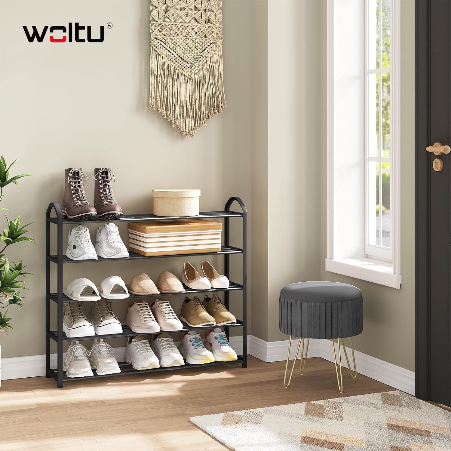 Woltu Schuhregal, 1-tlg., Ablage Ständerregale 4 Schicht für 16 Paare Schuh günstig online kaufen