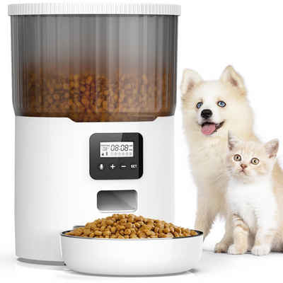 Aoucheni Futterautomat Futterautomat für Haustiere, LCD, 6 Mahlzeiten/Tag, 4 Liter
