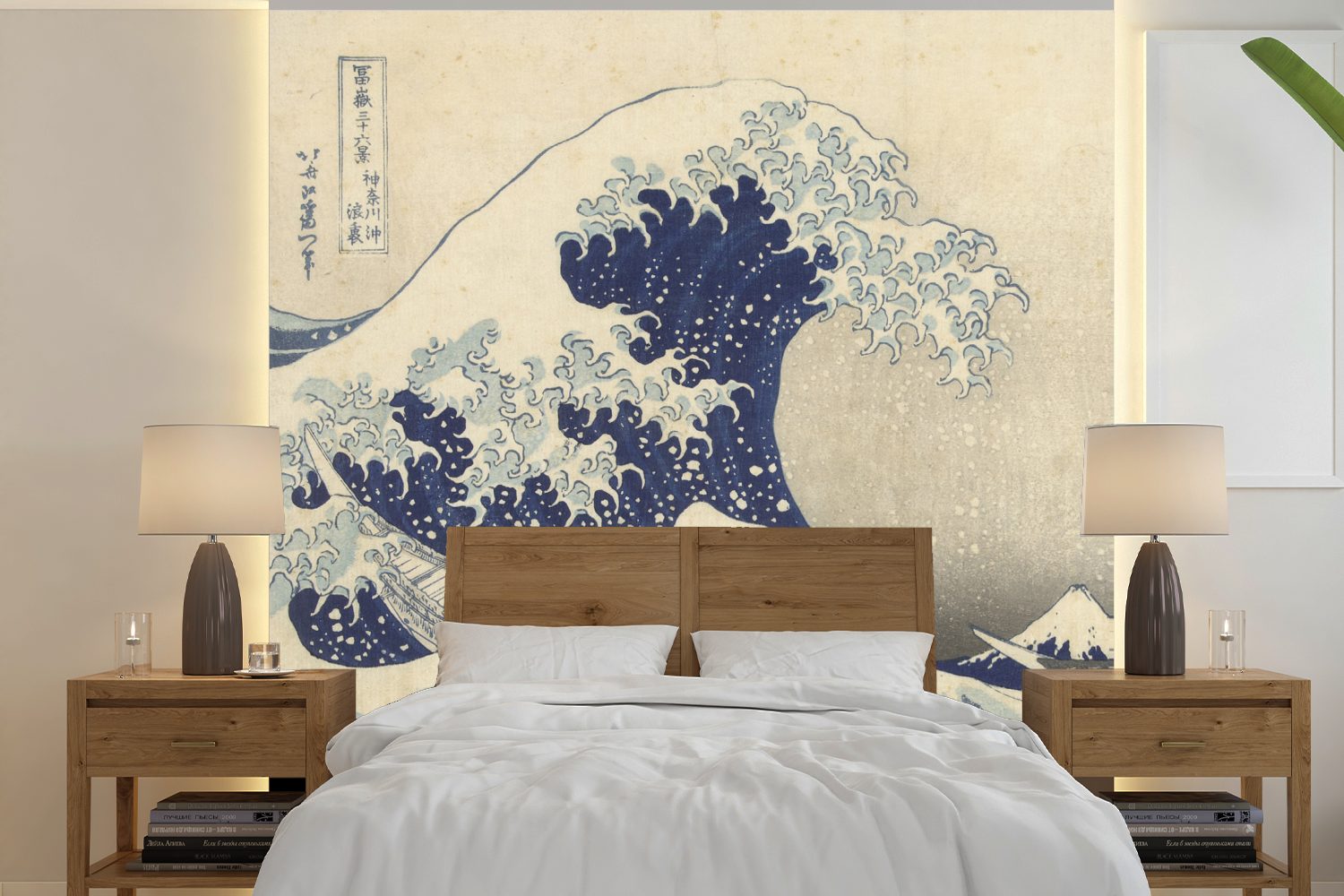 Fototapete St), Katsushika (5 oder Wandtapete Hokusai, Kanagawa Vinyl bedruckt, Die bei MuchoWow Gemälde Kluft große Tapete für Wohnzimmer - Matt, Schlafzimmer, von
