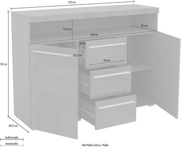 INOSIGN Sideboard, Kommode viel Stauraum, Einlegeböden verstellbar,ohne Beleuchtung