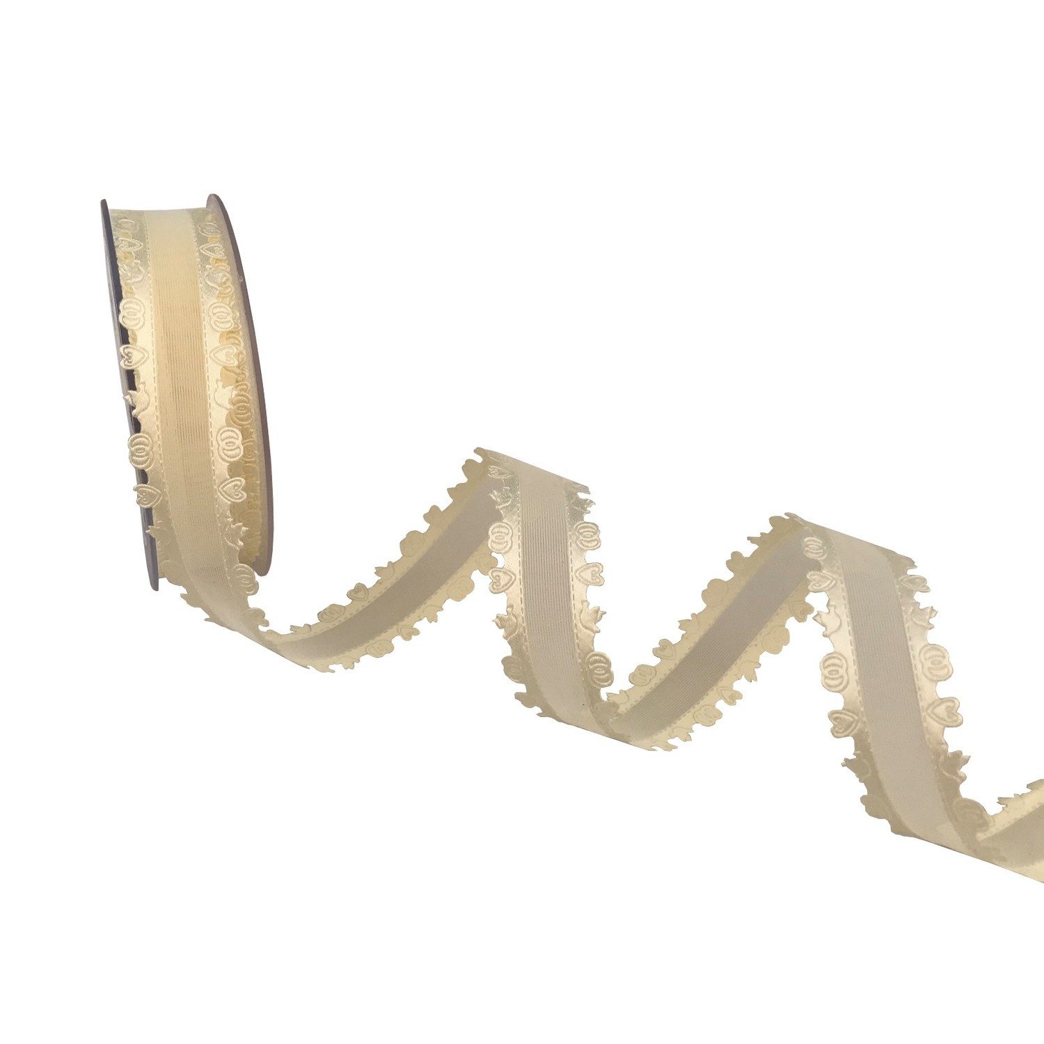 Deko AS Dekoobjekt Organzaband - Wedding Edge - 25mm - 20m - col. 50 ivory - 54041-25-20