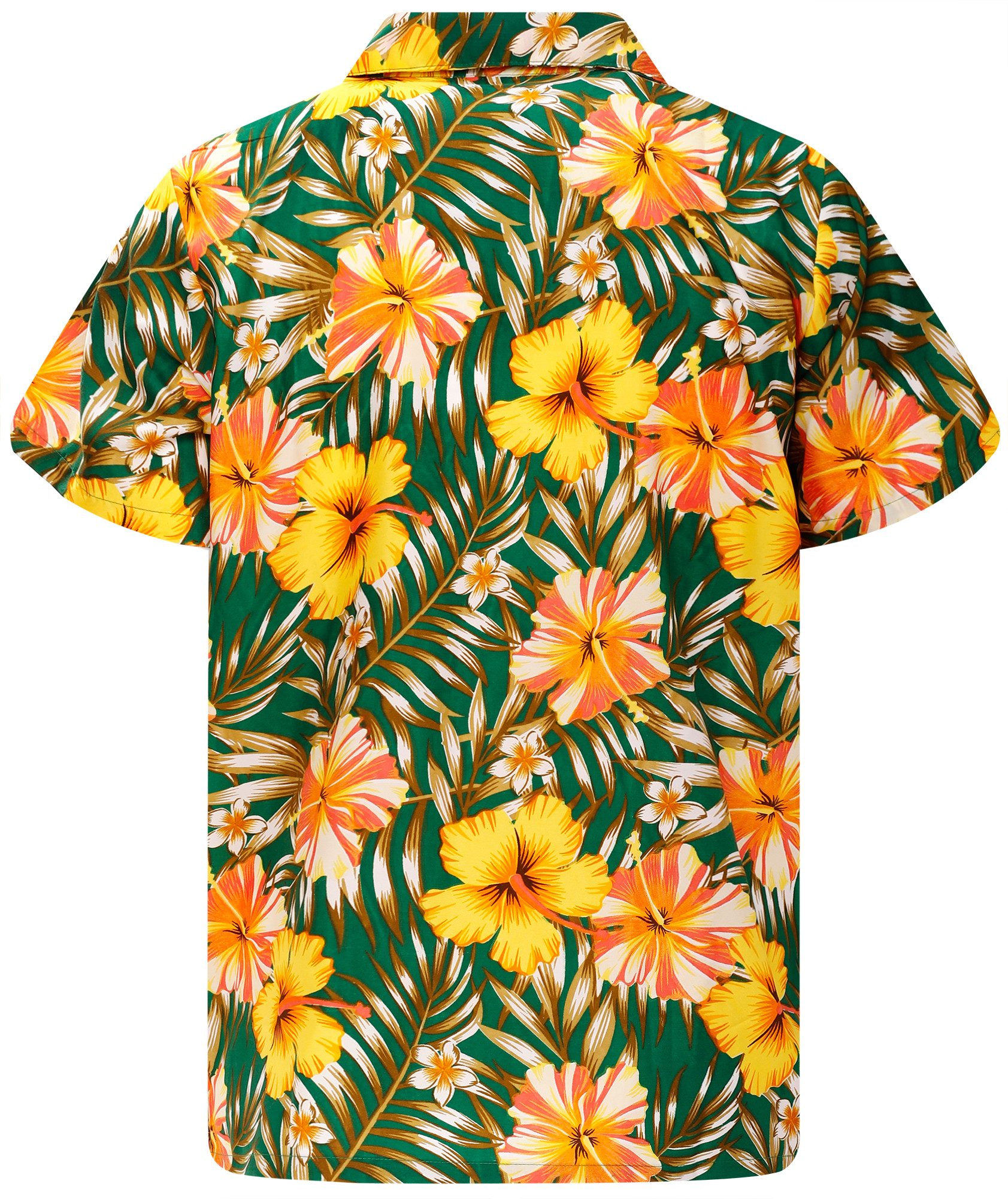 King Kameha Hawaiihemd Tropical Hibiscus Funky Hawaii-Hemd Kurzarm Front-Tasche Unisex