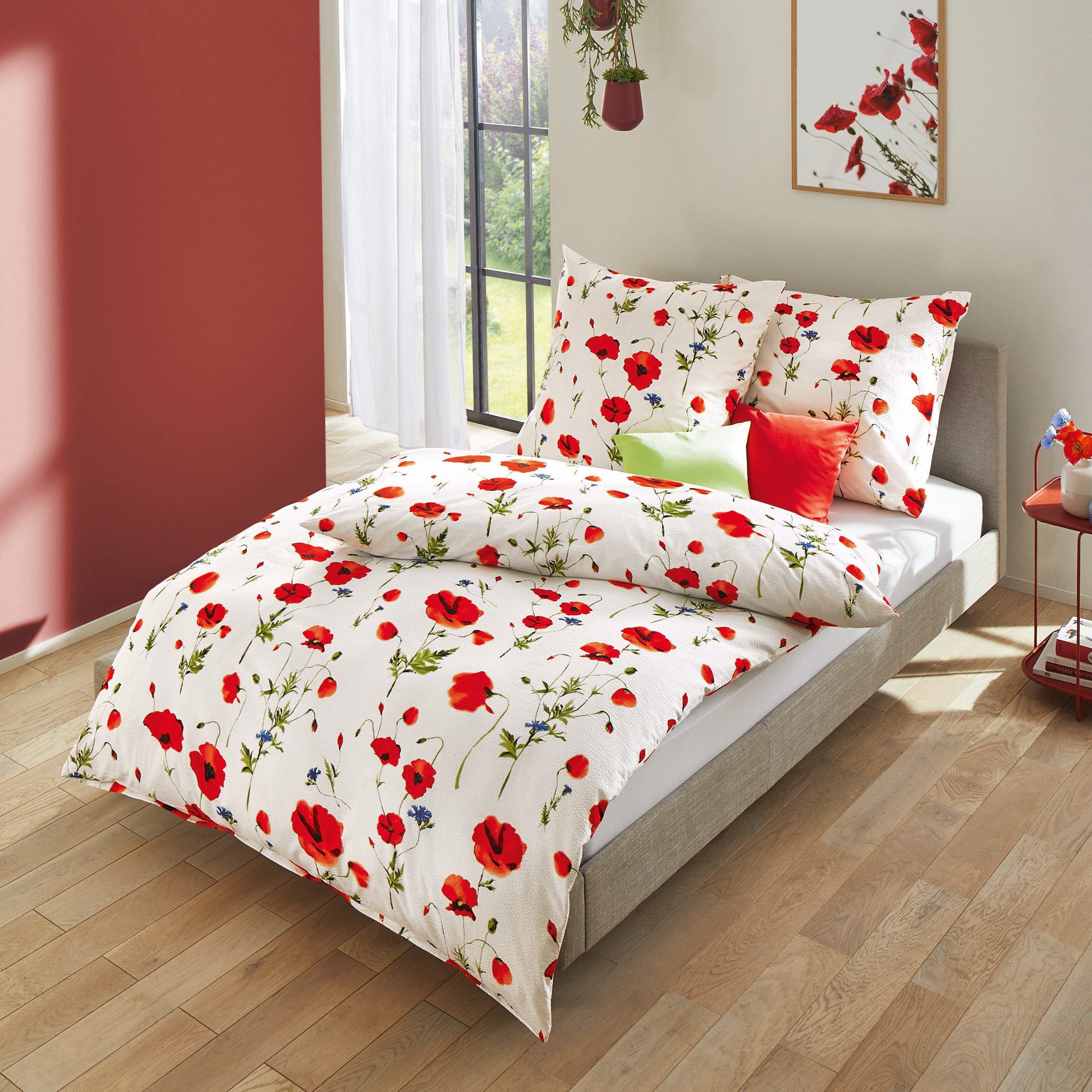 Kaeppel Bettwäsche Bettwäsche "Sommermohn", Seersucker, Blumen günstig online kaufen