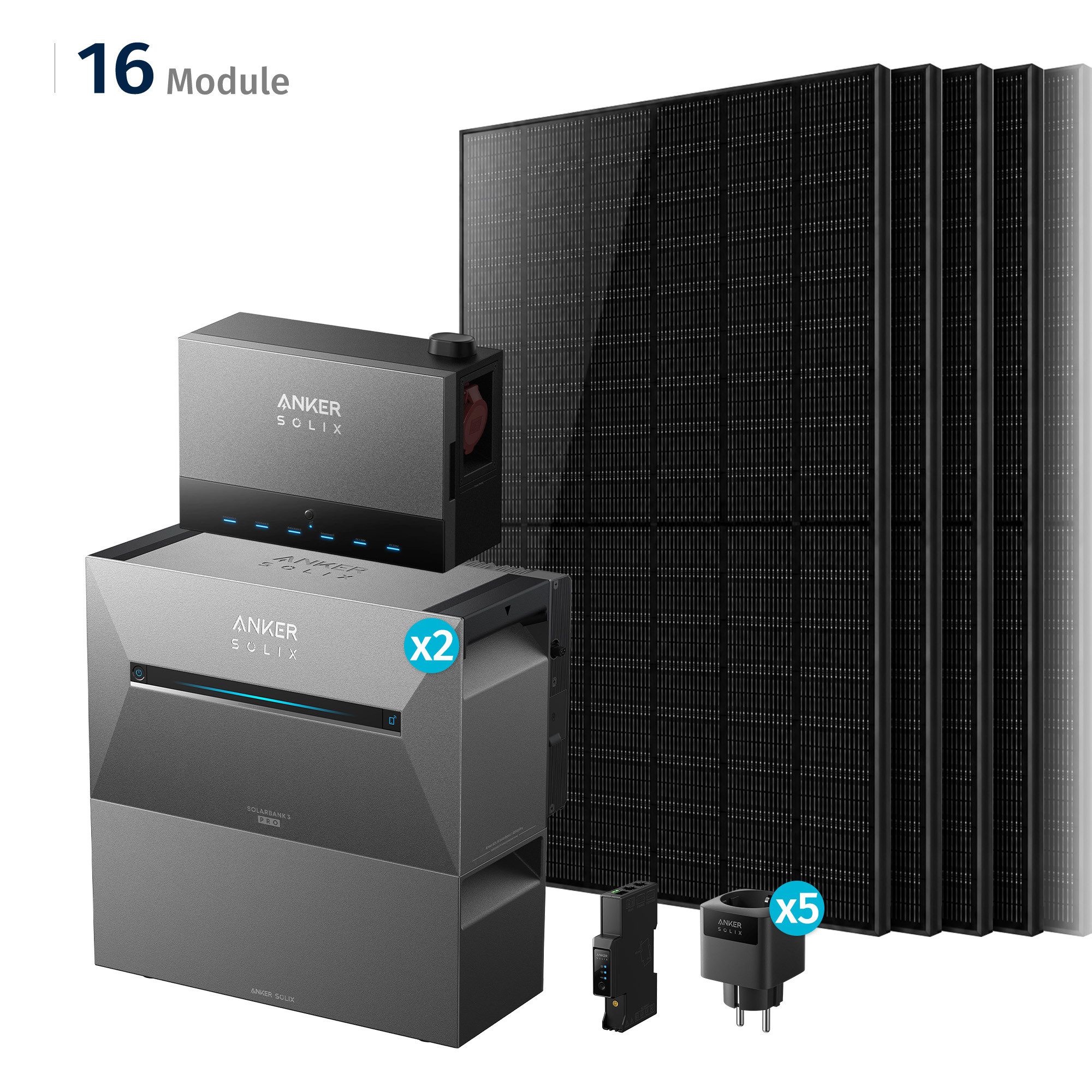 SolarMars Balkonkraftwerk mit Speicher 8000W mit Power Dock Solarbank Multisystem, (mit Anker Solix Solarbank 3 E2700 Pro und BP2700)
