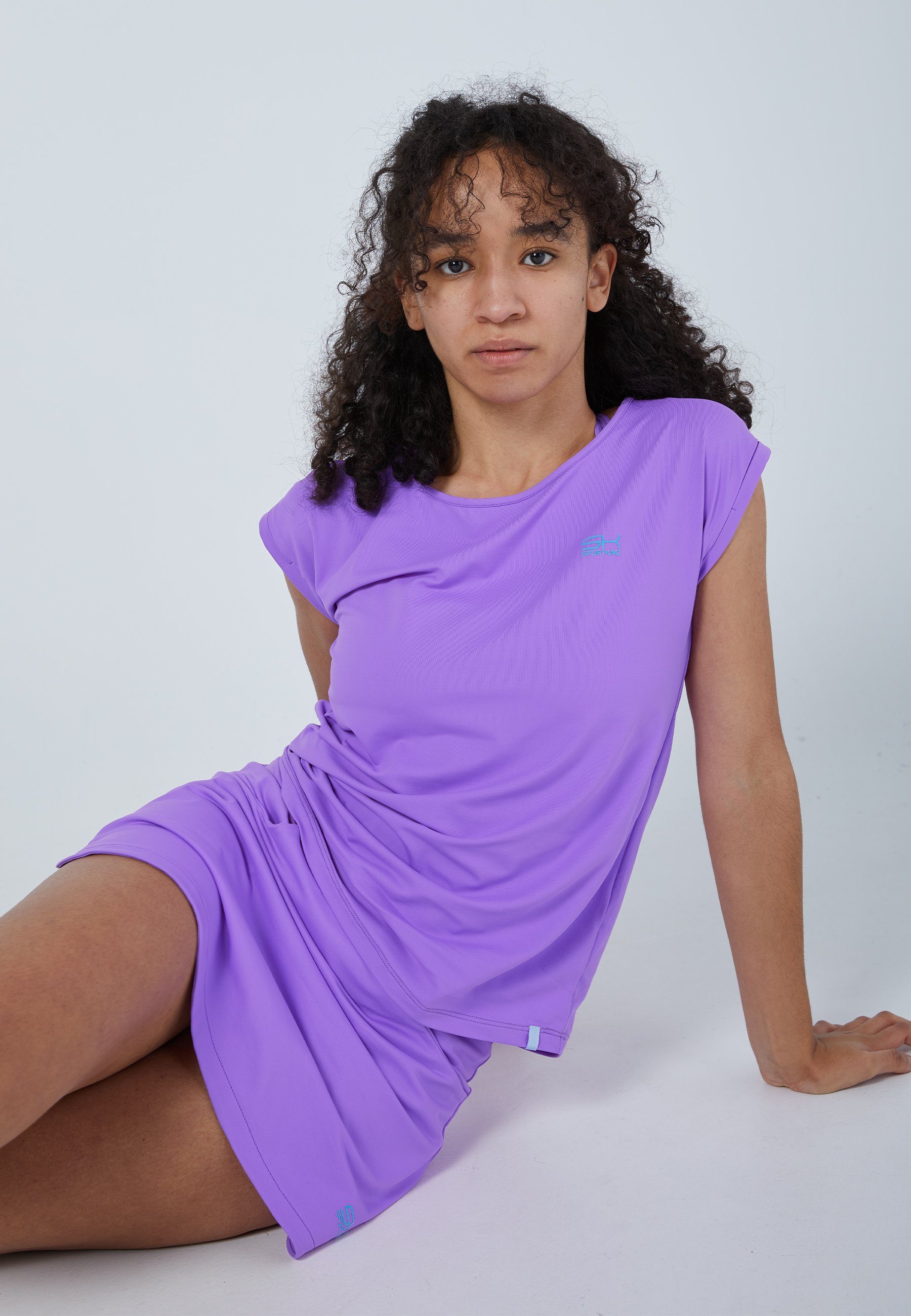 Loose Shirt & Fit lila SPORTKIND Tennis Mädchen Damen Funktionsshirt