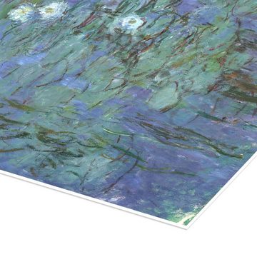 Posterlounge Poster Claude Monet, Blaue Wasserlilien, Wohnzimmer Malerei