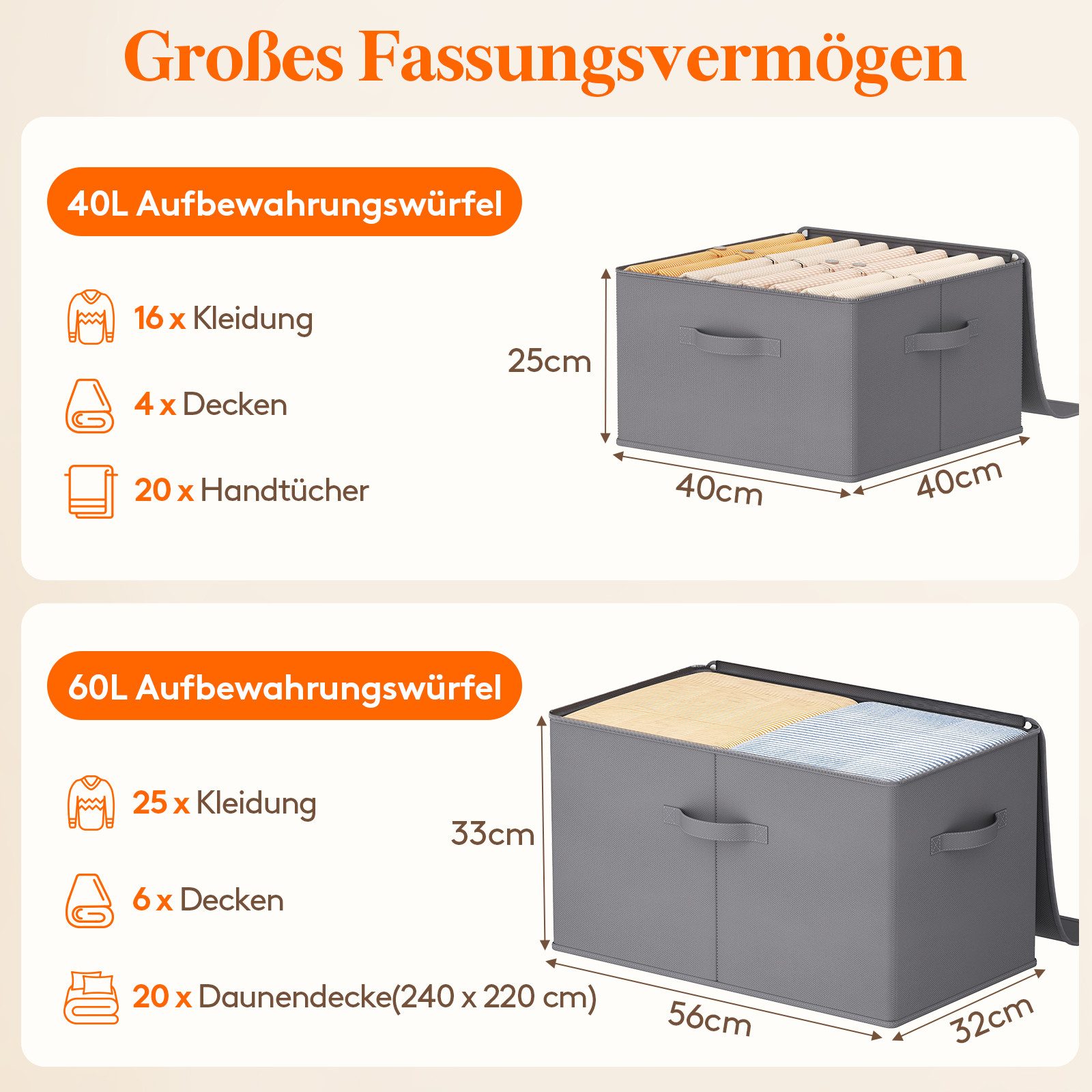 Lifewit Aufbewahrungsdose Faltbare Aufbewahrungsboxen aus Vliesstoff günstig online kaufen