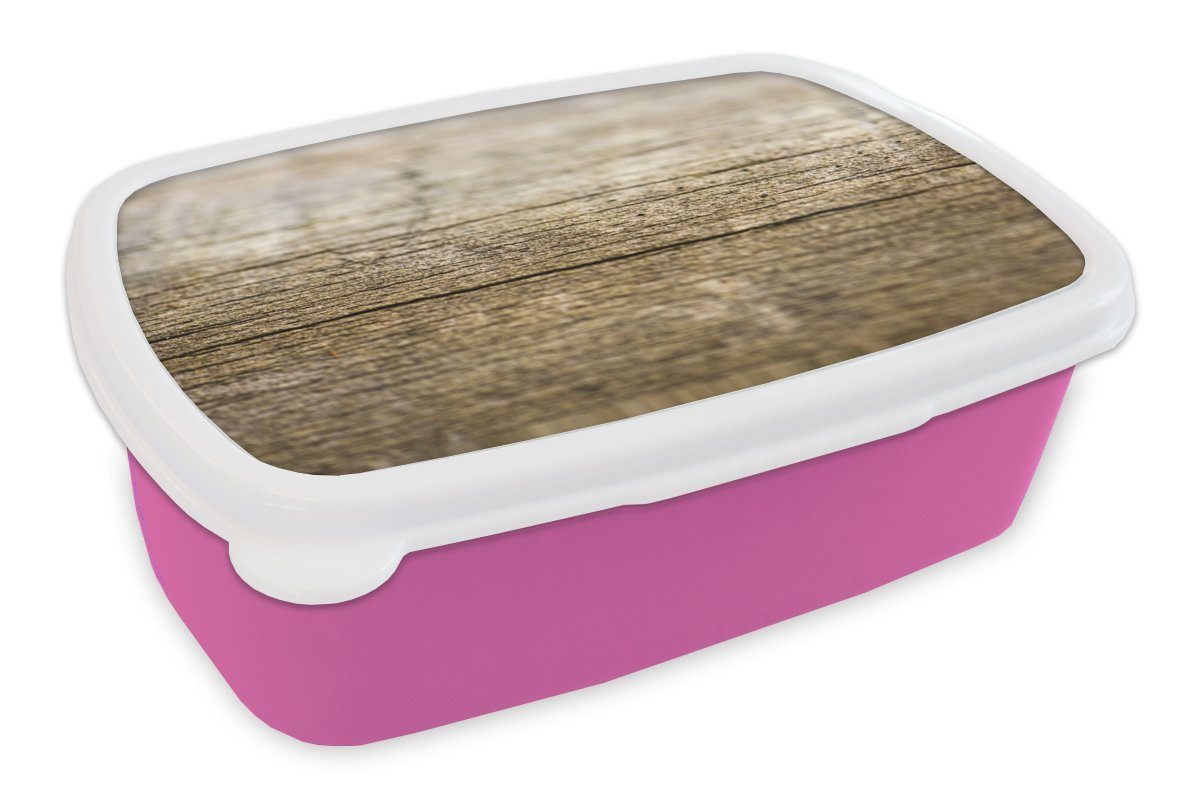 MuchoWow Lunchbox Aufbau eines Holzbretts, Kunststoff, (2-tlg), Brotbox für Erwachsene, Brotdose Kinder, Snackbox, Mädchen, Kunststoff rosa
