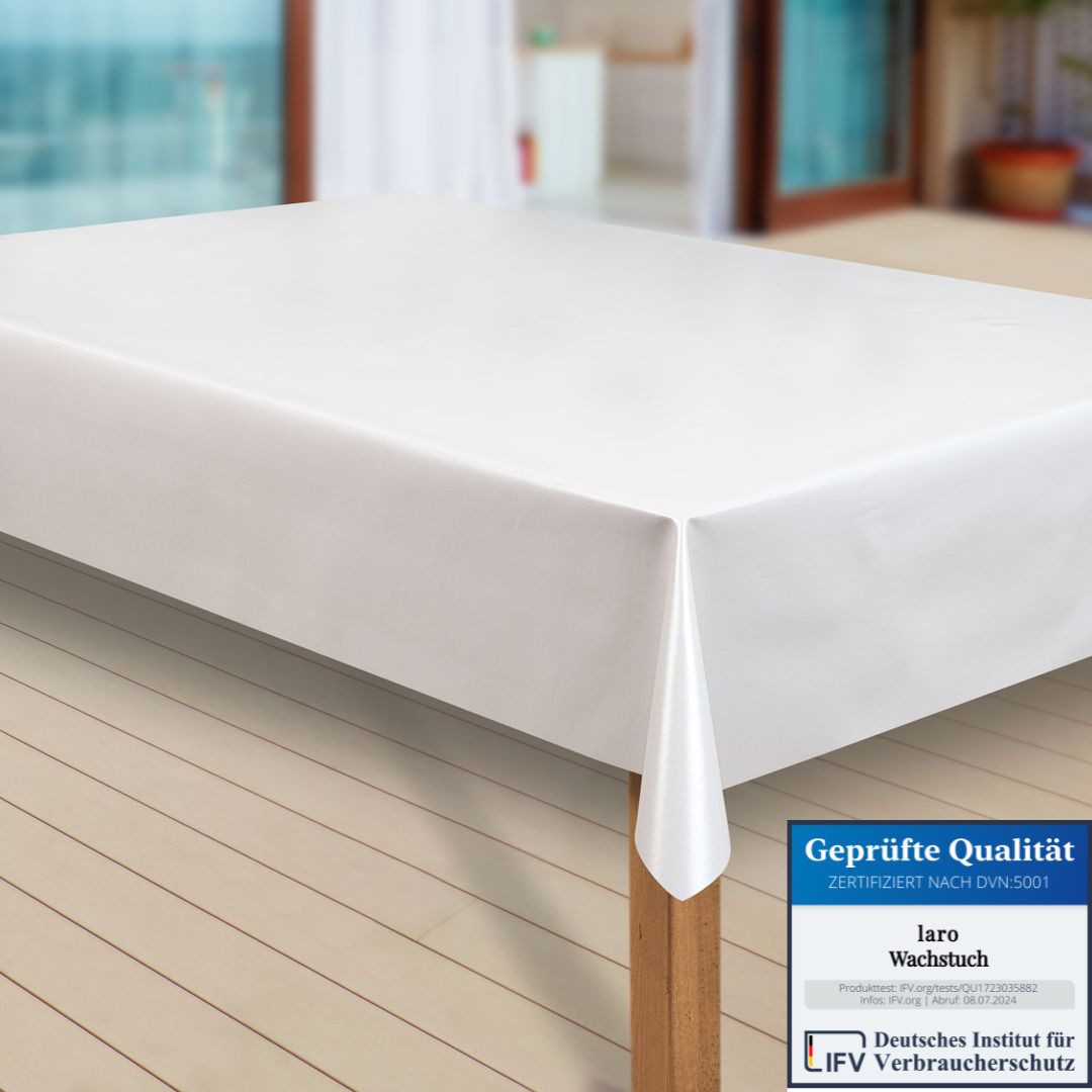 laro Tischdecke Wachstuch-Tischdecken Abwaschbar Uni weiß rechteckig günstig online kaufen