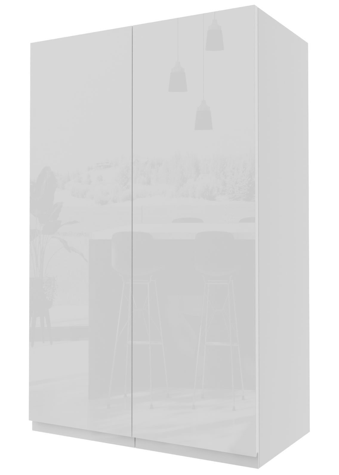 Florence 2-türig Hochglanz (Florence) blassgrün 6021 Front- Klapphängeschrank RAL Feldmann-Wohnen 60cm und wählbar Korpusfarbe grifflos