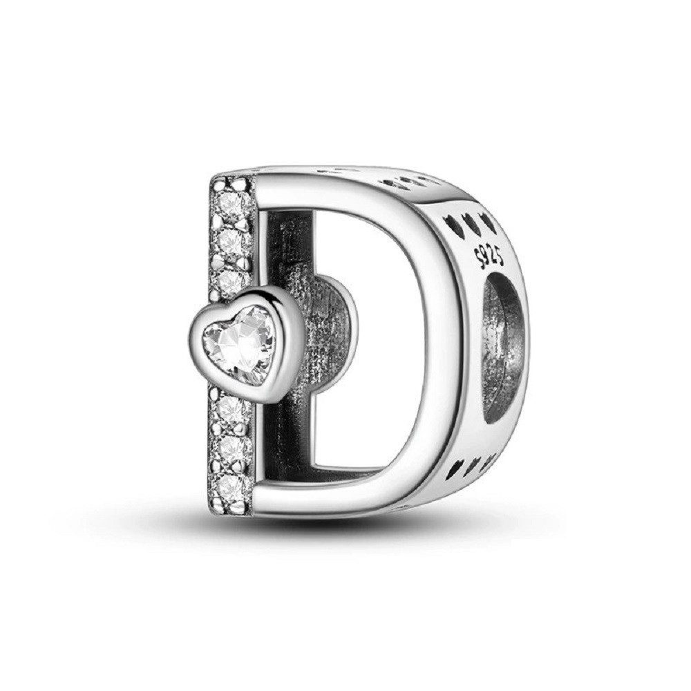 PANDACHARMS Charm Buchstabe Alphabet A-Z Block Buchstabe für Charm Armband, 925 Silber, Zirkonia – Bild 3 von 3