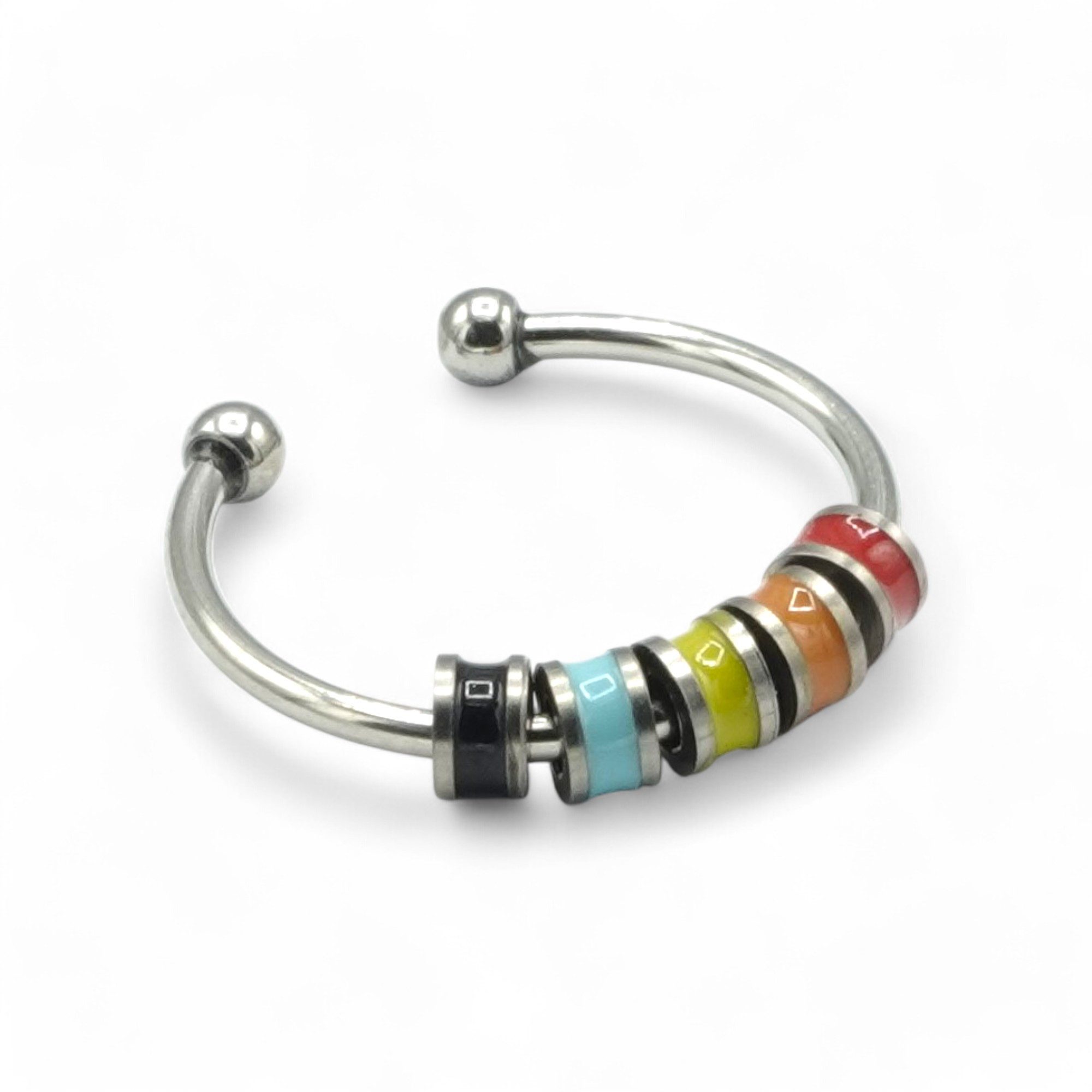 Eyecatcher Fingerring Anti Stress Ring bunte bewegliche Röllchen One Size günstig online kaufen