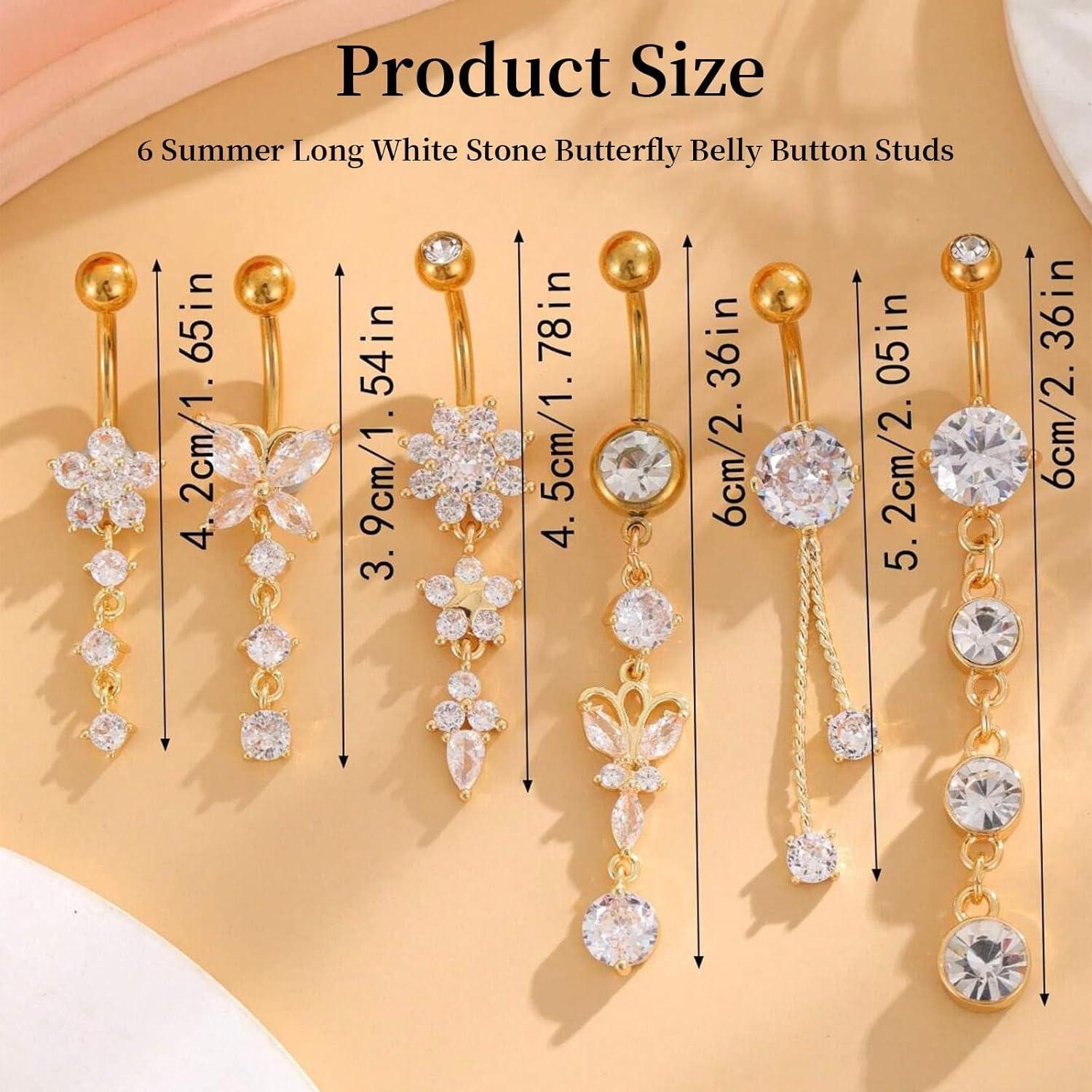 LuxusKollektion Bauchnabelpiercing-Set Bauchnabelpiercing 5 Stück Hängend Chirurgenstahl style5 gold 6pcs