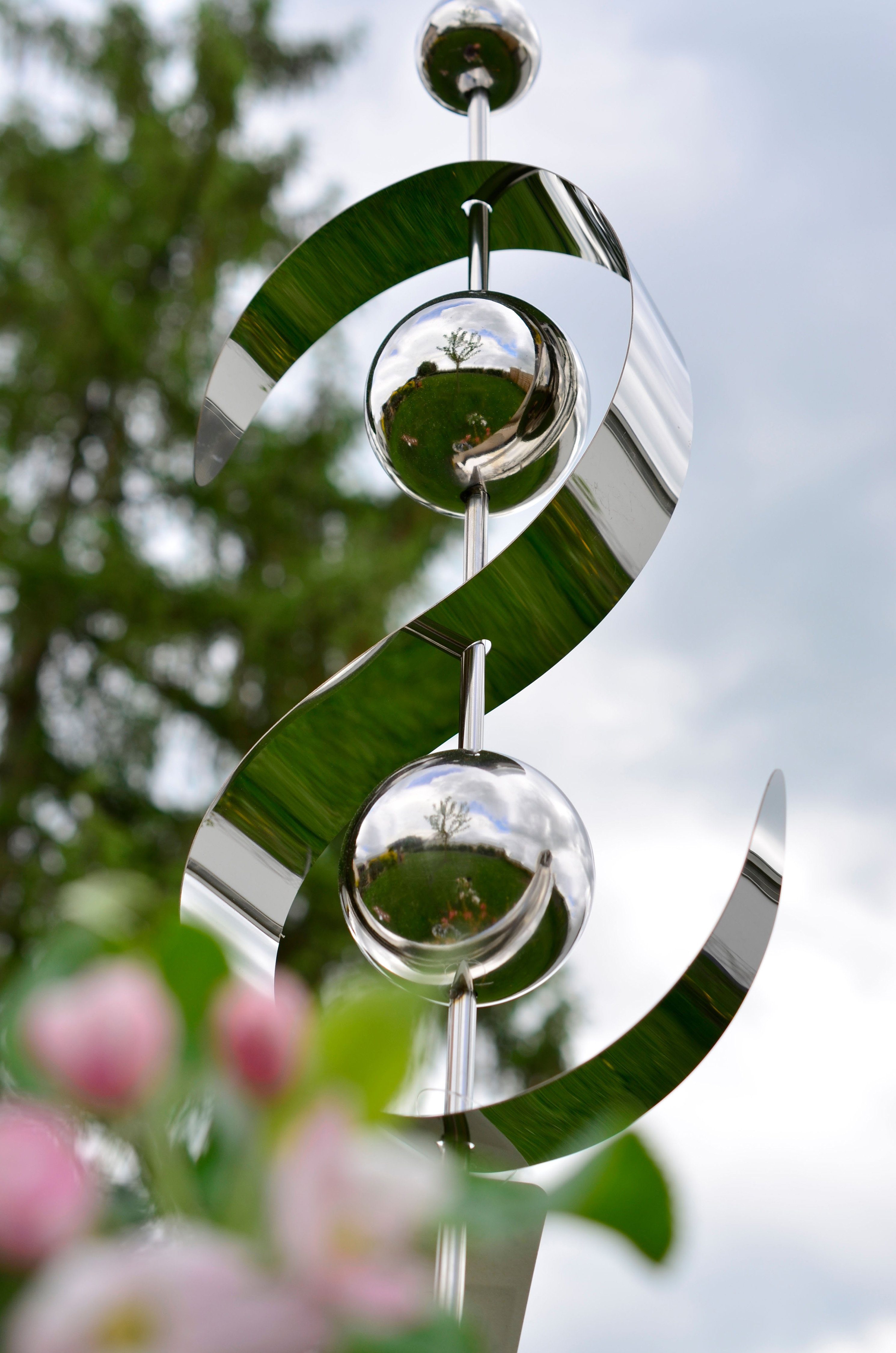 Kobolo Gartenstecker Dekostecker WAVE in Wellenform 134 cm (aus Edelstahl)