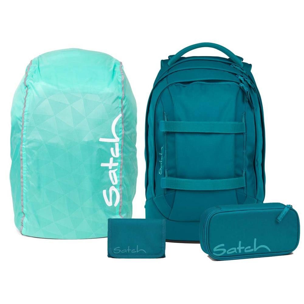 Satch Schulrucksack Pack (4tlg., inkl. Schlamperbox, Regenhülle und Geldbörse)
