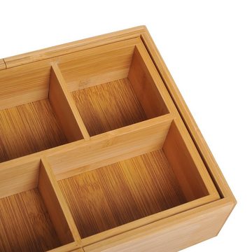 HOMCOM Organizer Aufbewahrungsbox (Set, 1 St., Dehnbar Schreibtisch-Oranganizer), Aufbewahrungsbox ausziehbar Ordnungsbox Organizer Bambus Natur