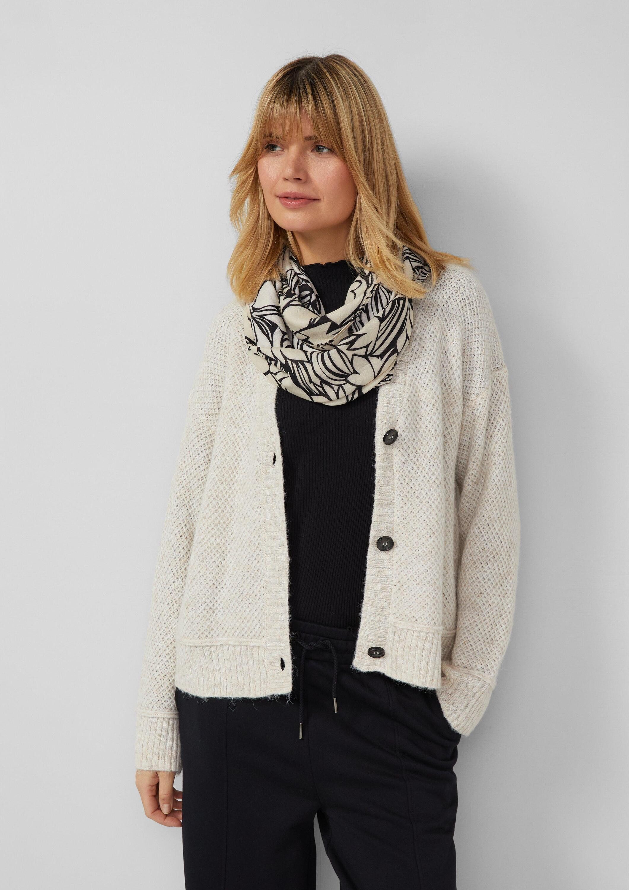 s.Oliver Loop Snood, Floraler Loop-Schal aus Viskose mit Artwork-Details günstig online kaufen