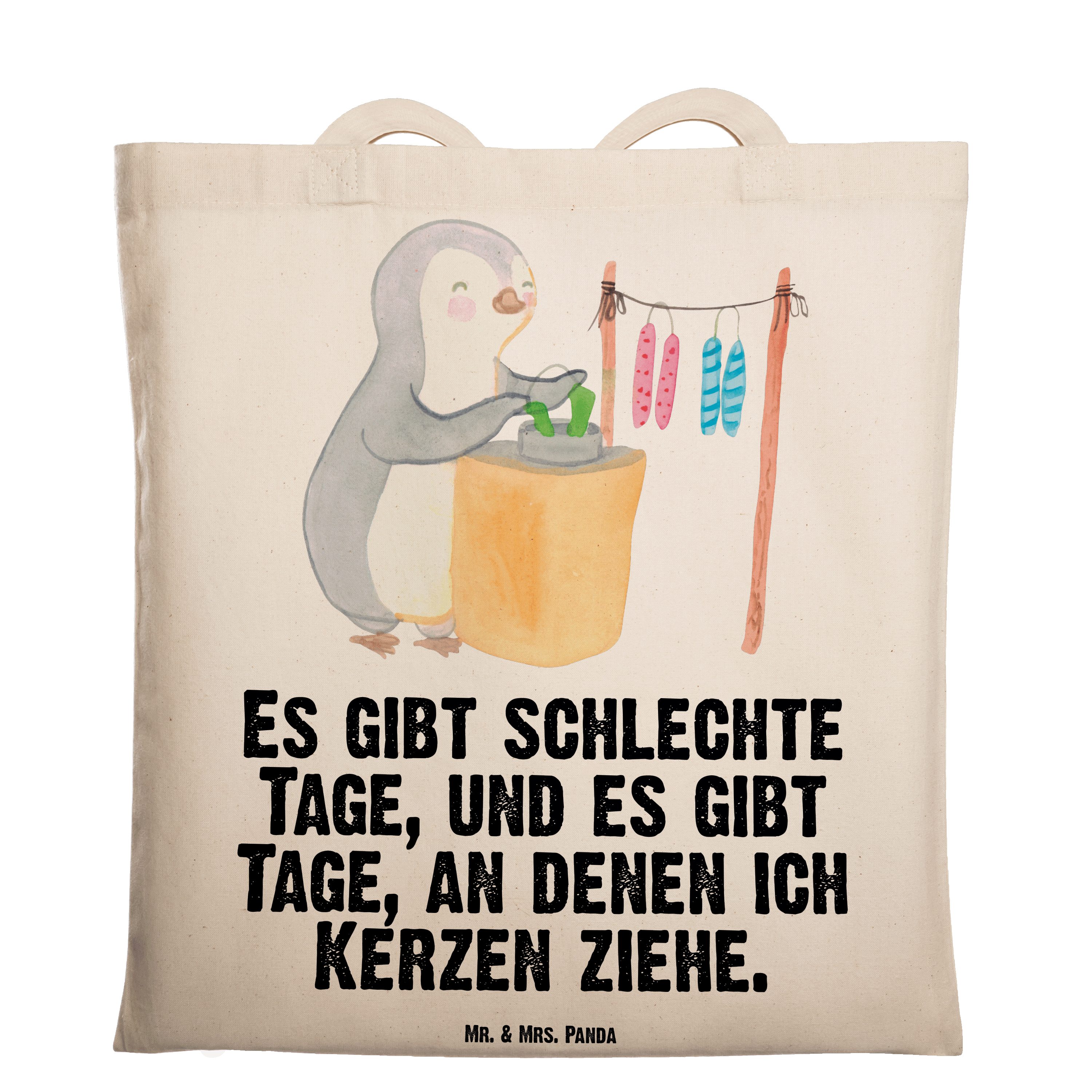 Mr. & Mrs. Panda Tragetasche Pinguin Kerzenziehen Tage - Transparent - Geschenk, Stoffbeutel, Eink (1-tlg)