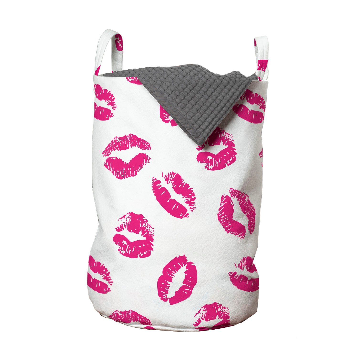 Abakuhaus Wäschesäckchen Wäschekorb mit Griffen Kordelzugverschluss für Waschsalons, Kuss Vibrierende farbige Lippenstift