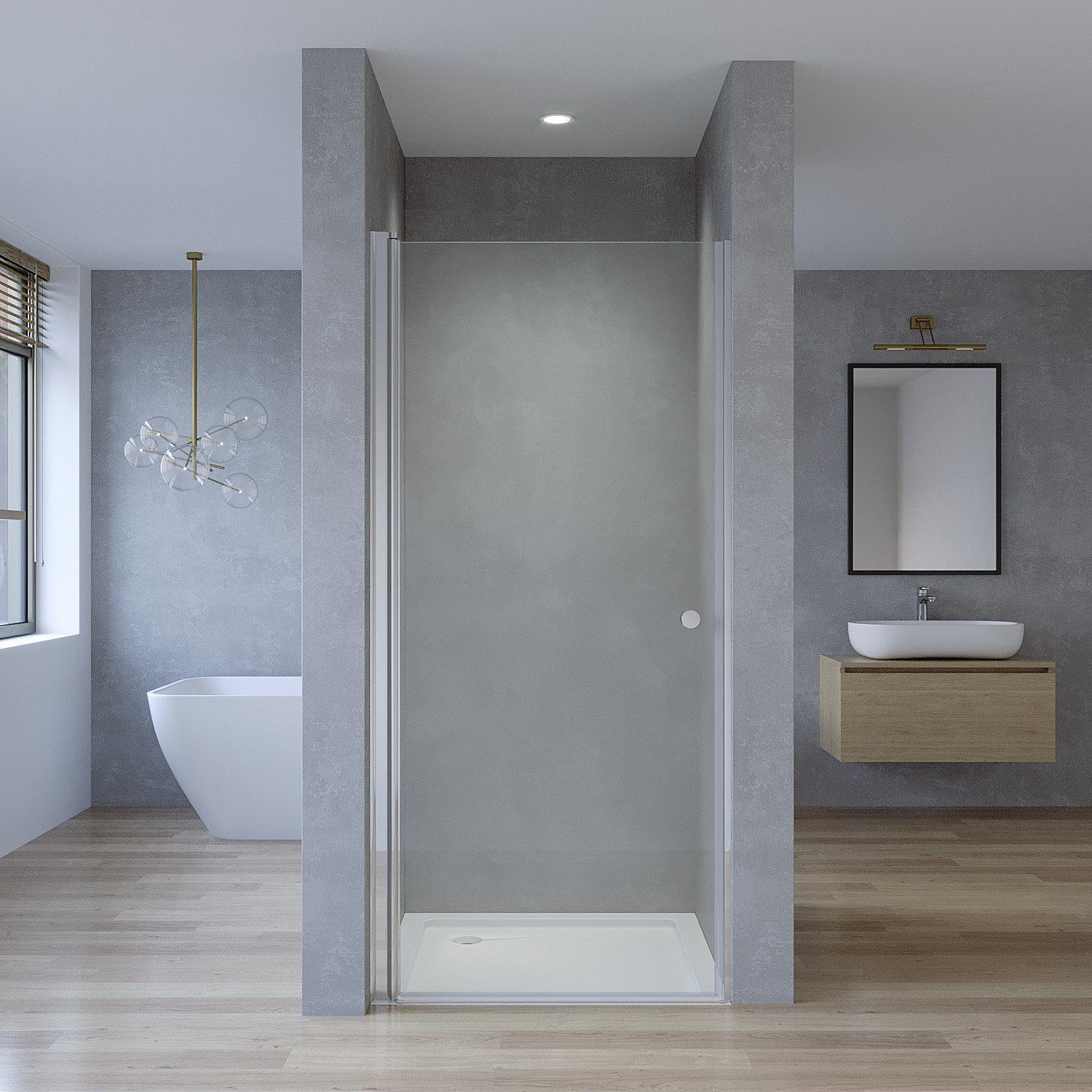 AQUALAVOS Dusch-Drehtür Duschabtrennung Nischentür Glas Duschwand Breite 70 75 80 90 100 cm, 70x187 cm, 5 mm Einscheiben-Sicherheitsglas (ESG), Spritzschutz im Bad, Aluminiumprofil in chrom, Höhe: 187 cm