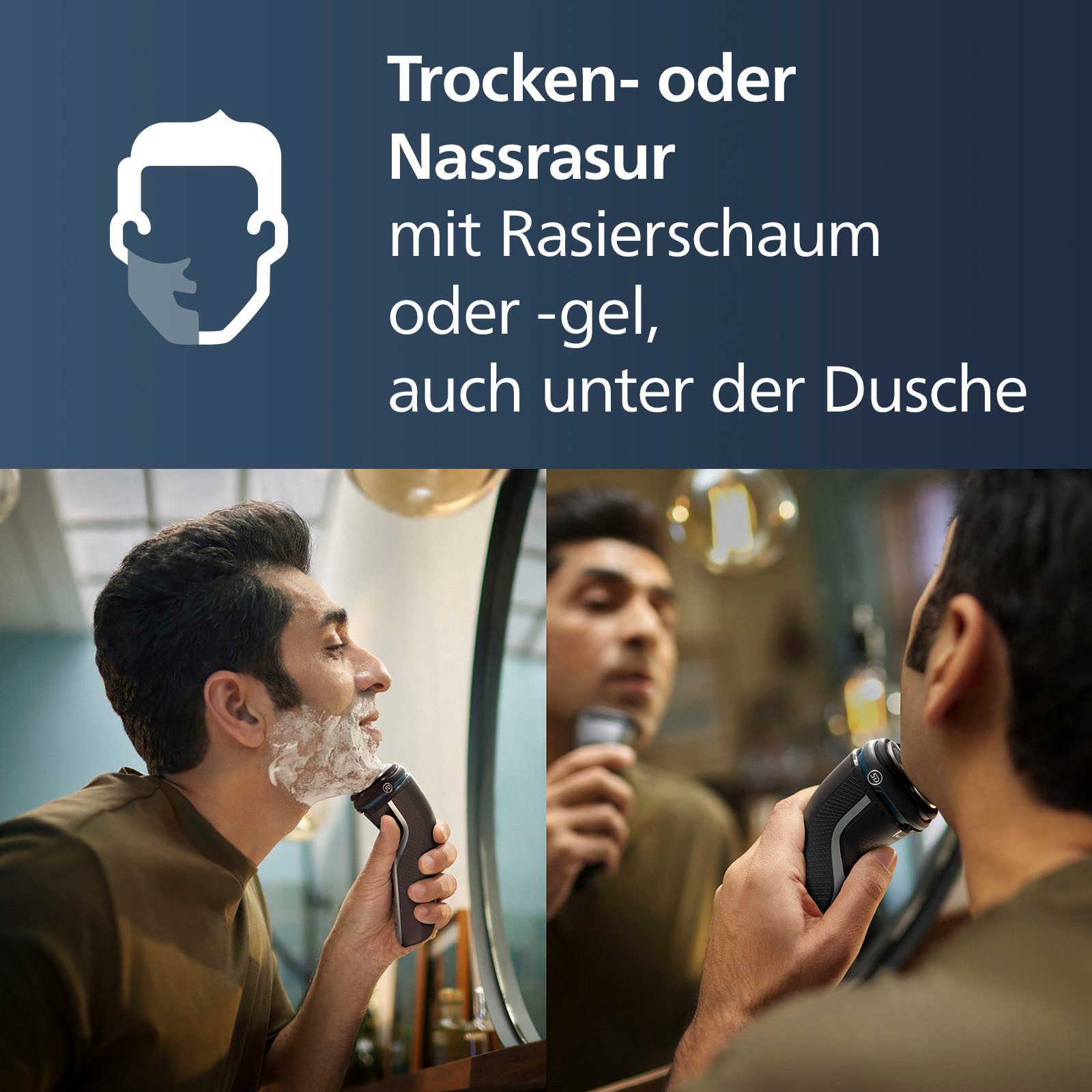 Philips Elektrorasierer Shaver Series 3000 S3143/00, Aufsätze: 1, ausklappbarer Präzisionstrimmer, 5-dimensional bewegl. Flex-Scherköpfe, Schutzkappe